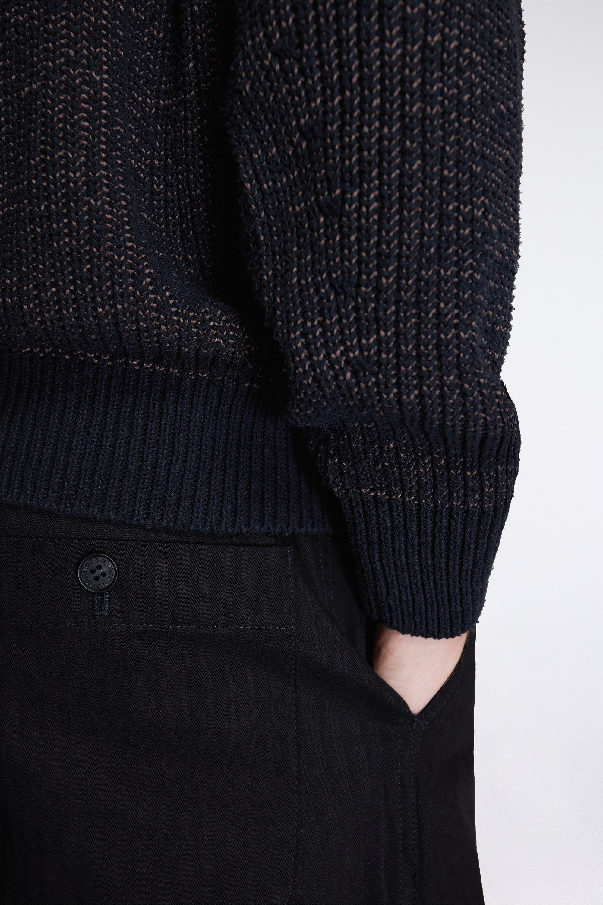 Silk Ribbed Crew Black