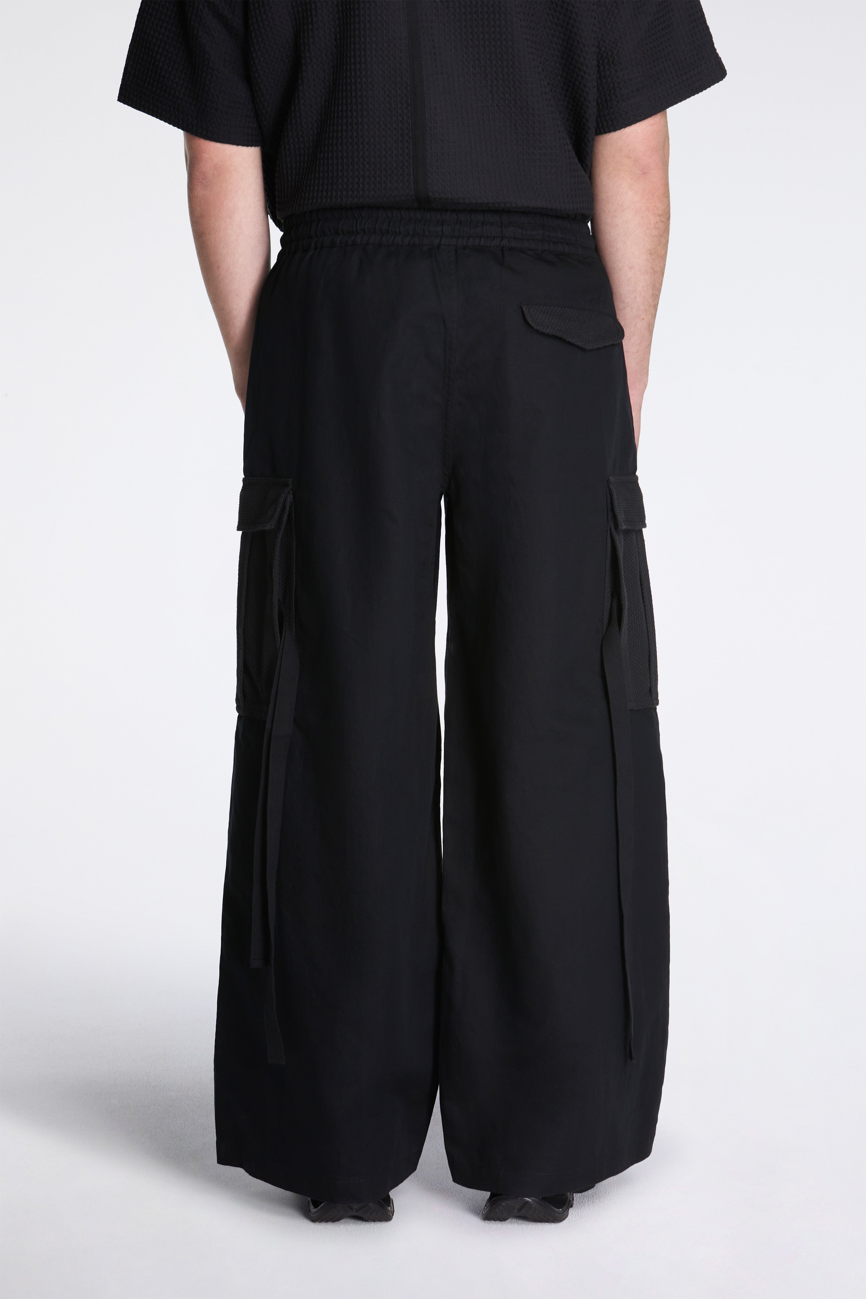 Hemp Hakama Cargo Track Pants Black