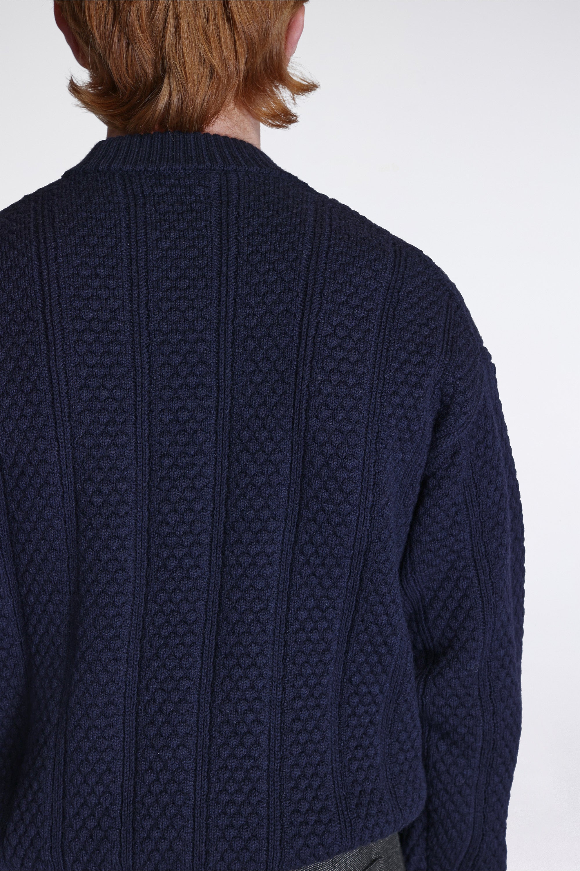 Hirtshals Bubble Rib knit Crewneck Dark Navy