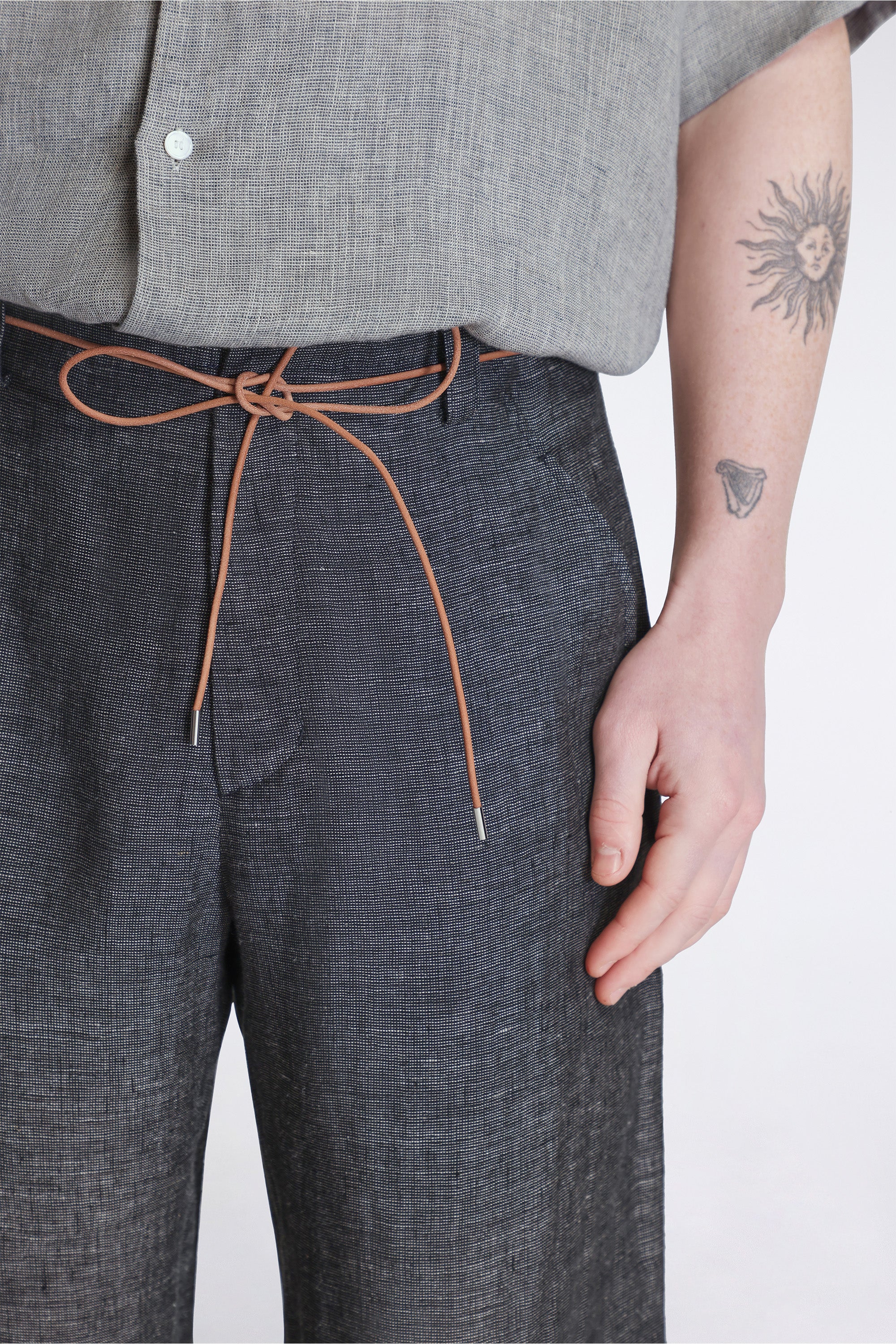 Nam Ou River Trip Pants Linen Mesh Black Mix