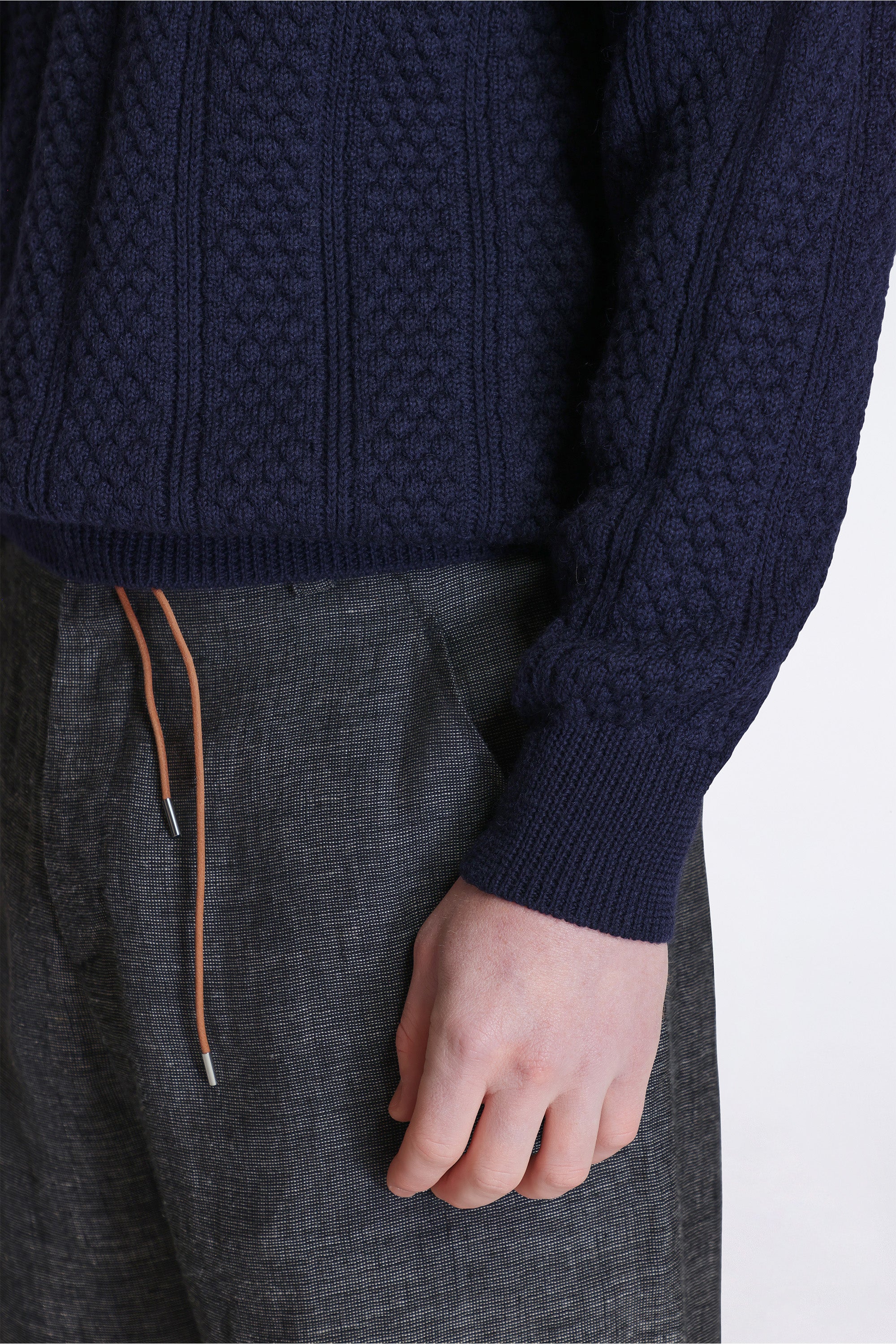 Hirtshals Bubble Rib knit Crewneck Dark Navy