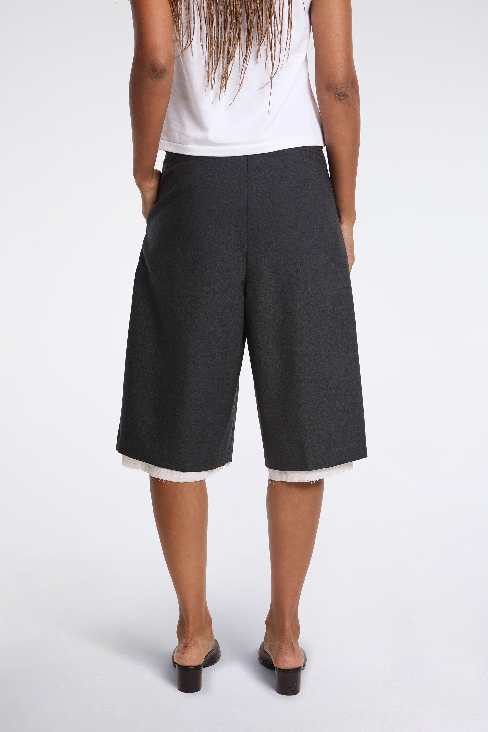 Womens Slash Shorts Dark Grey Tropical Wool