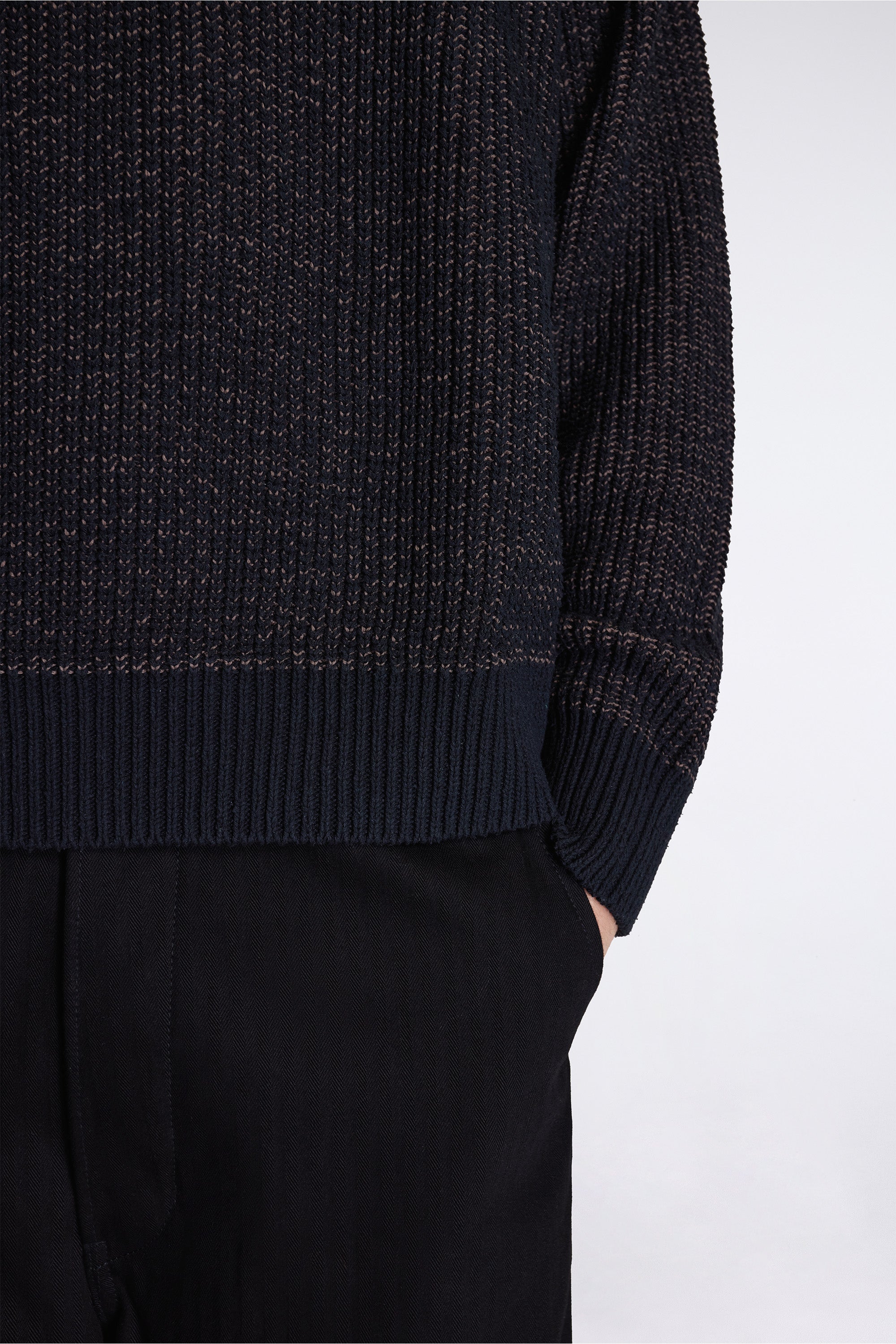 Silk Ribbed Crew Black