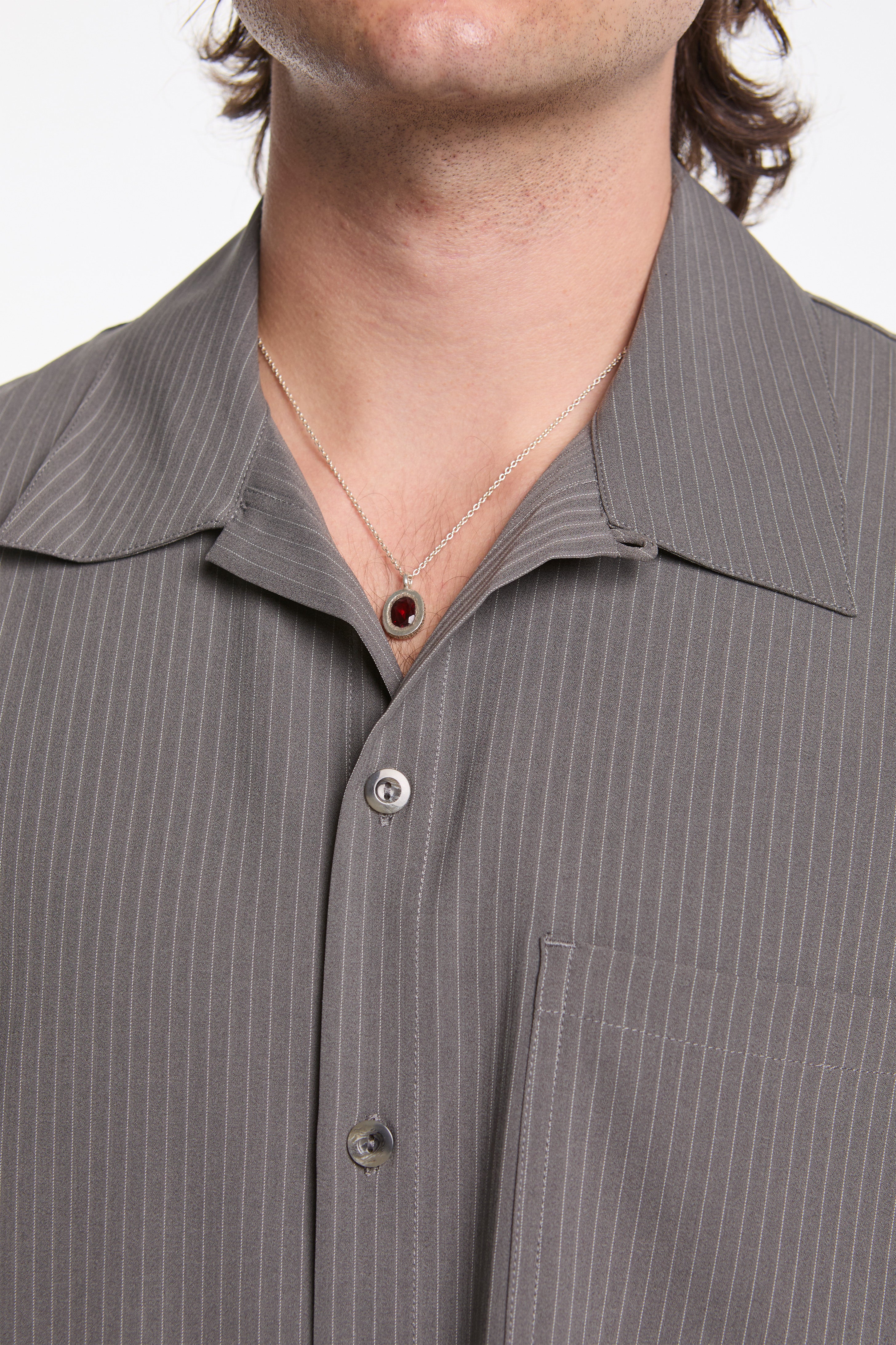 Button Up Gym Shirt Grey