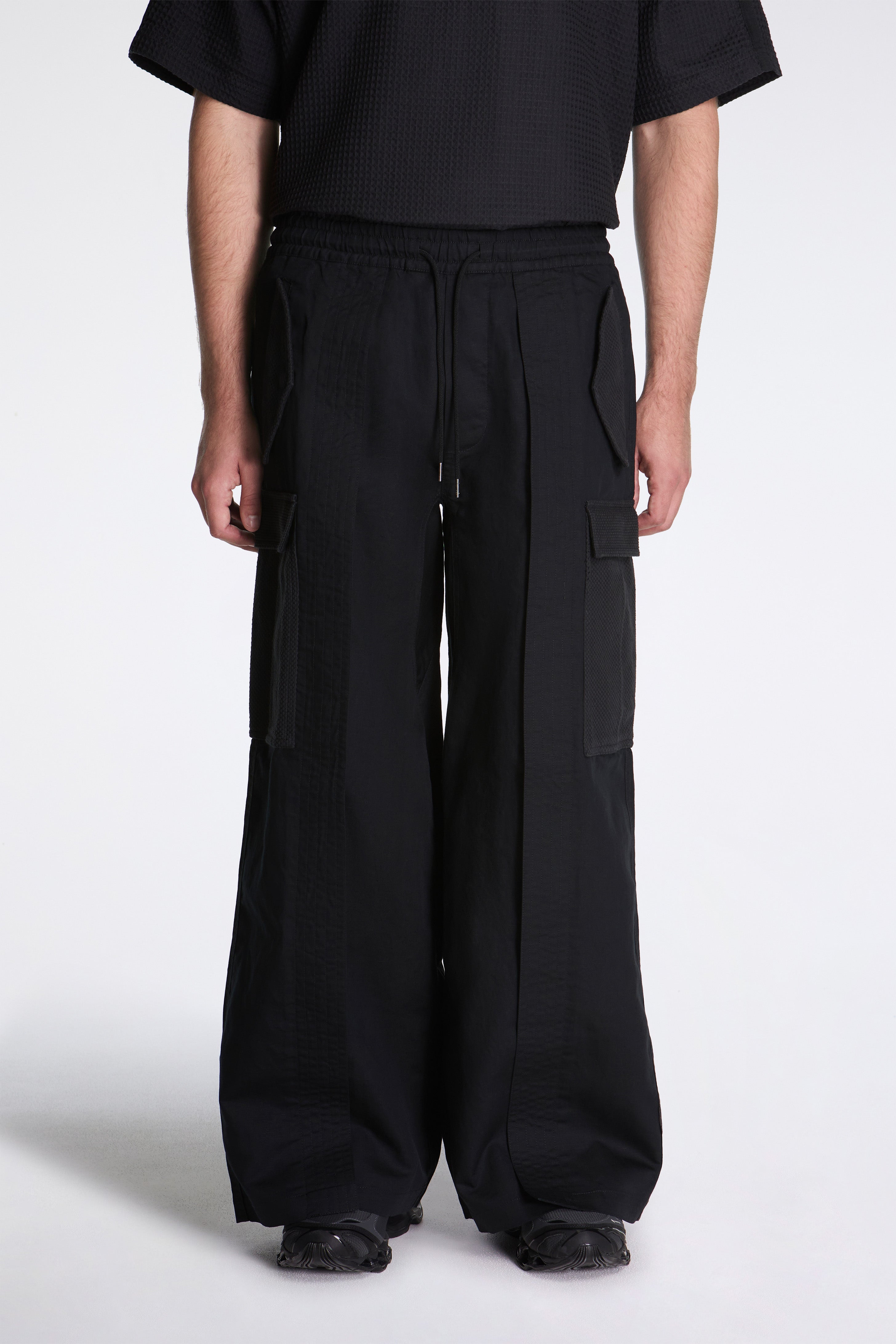Hemp Hakama Cargo Track Pants Black