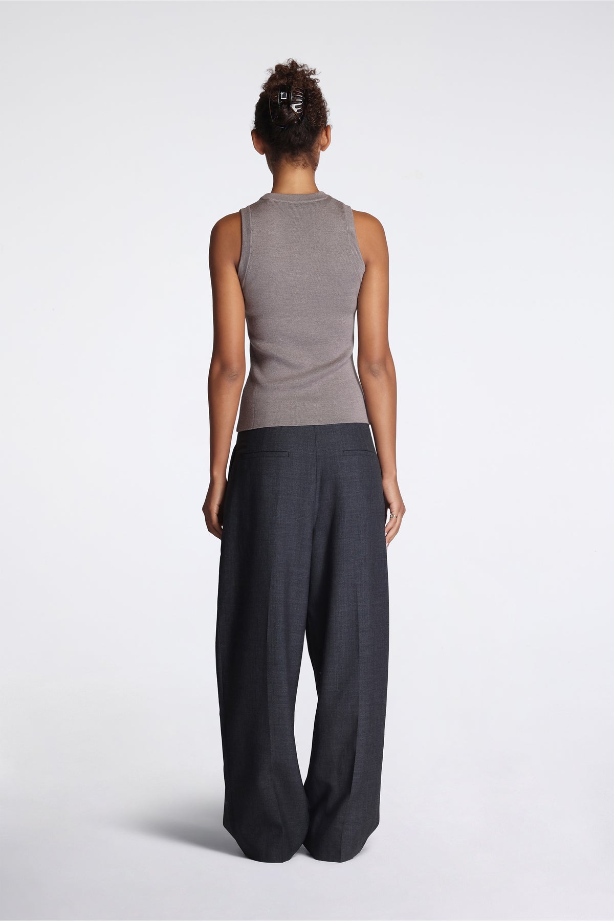 Appointment Top Taupe Silk Wool
