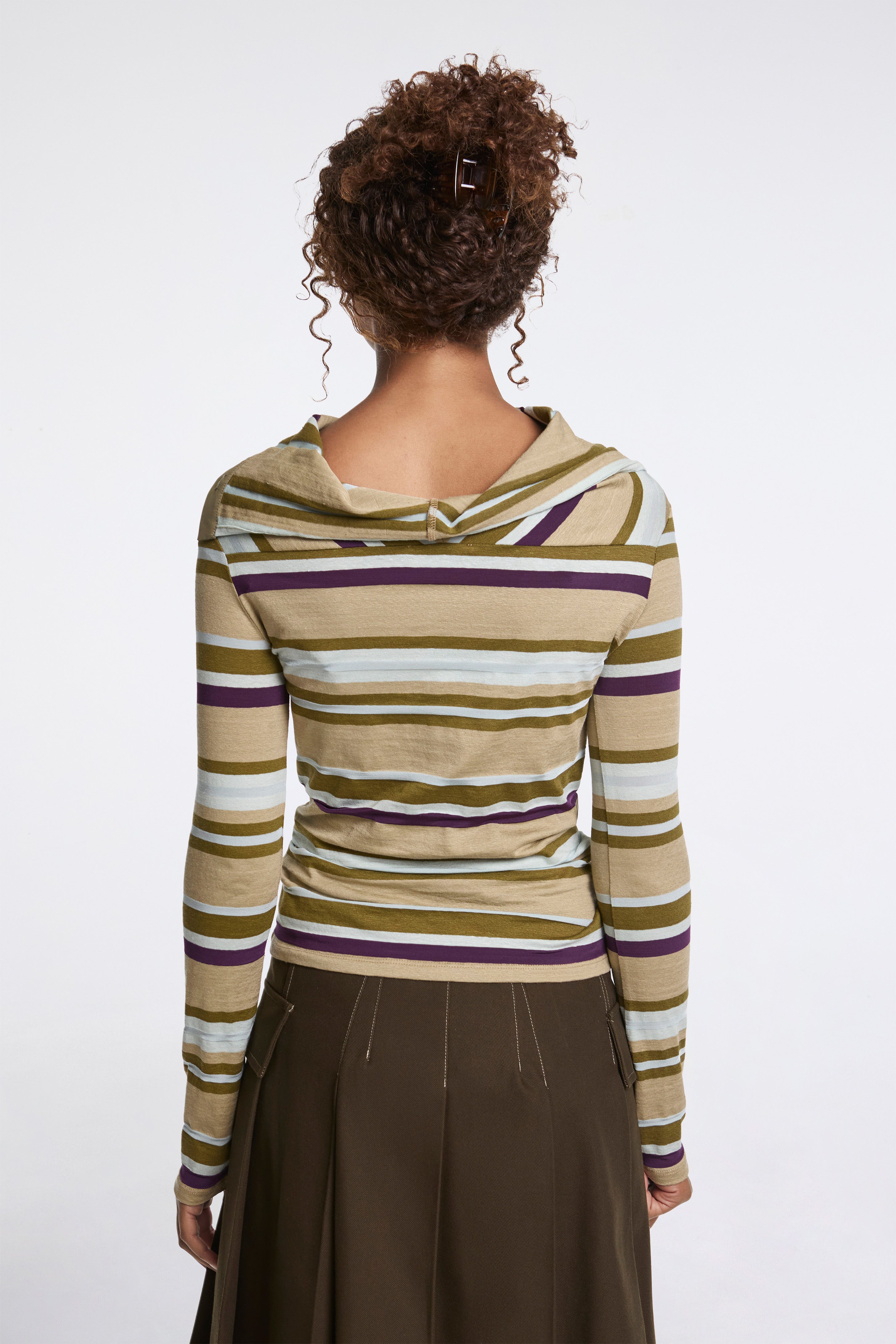 Sailor Collar Jersey Top Stripe
