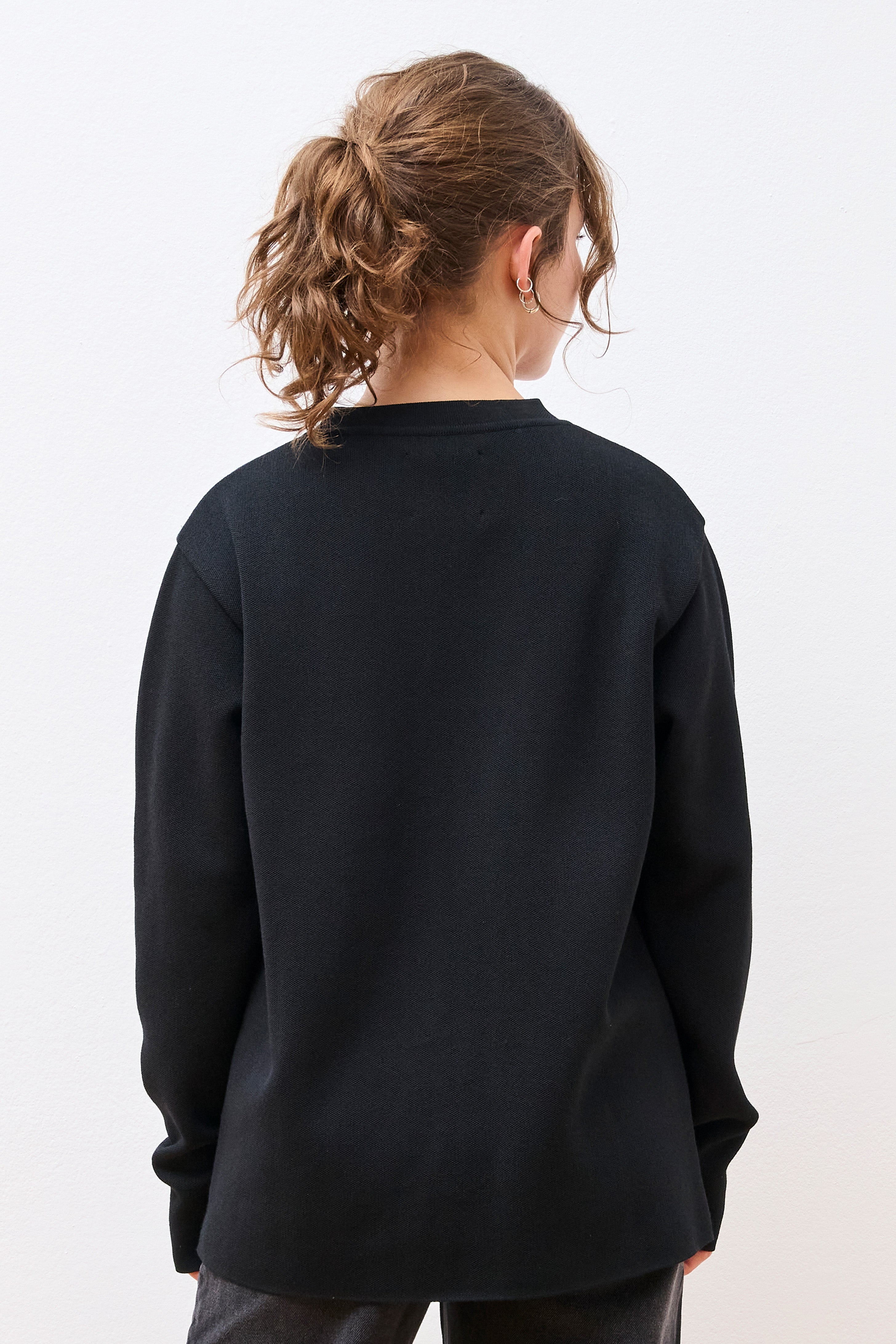 Co/Pe Knit Cardigan Black