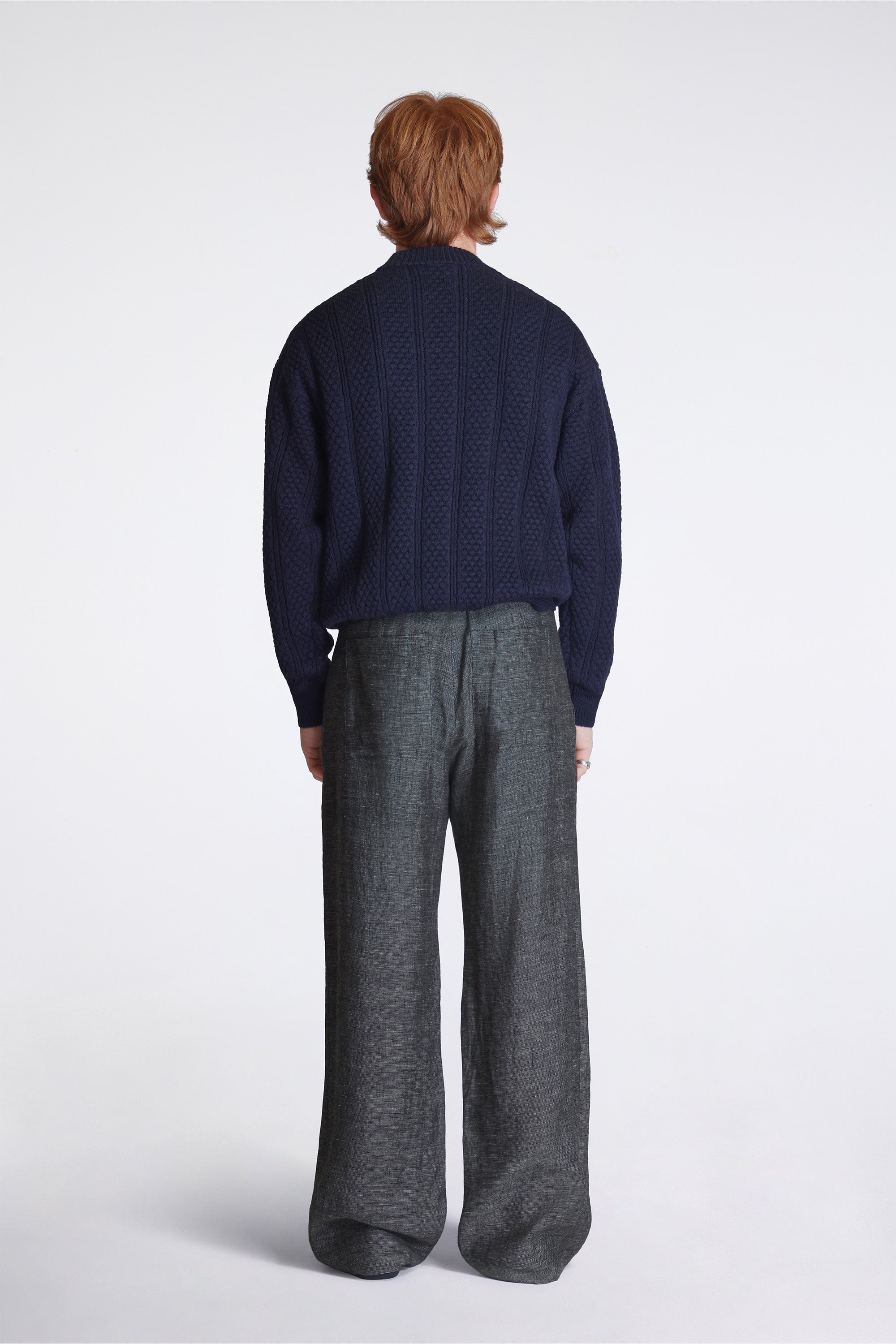Hirtshals Bubble Rib knit Crewneck Dark Navy