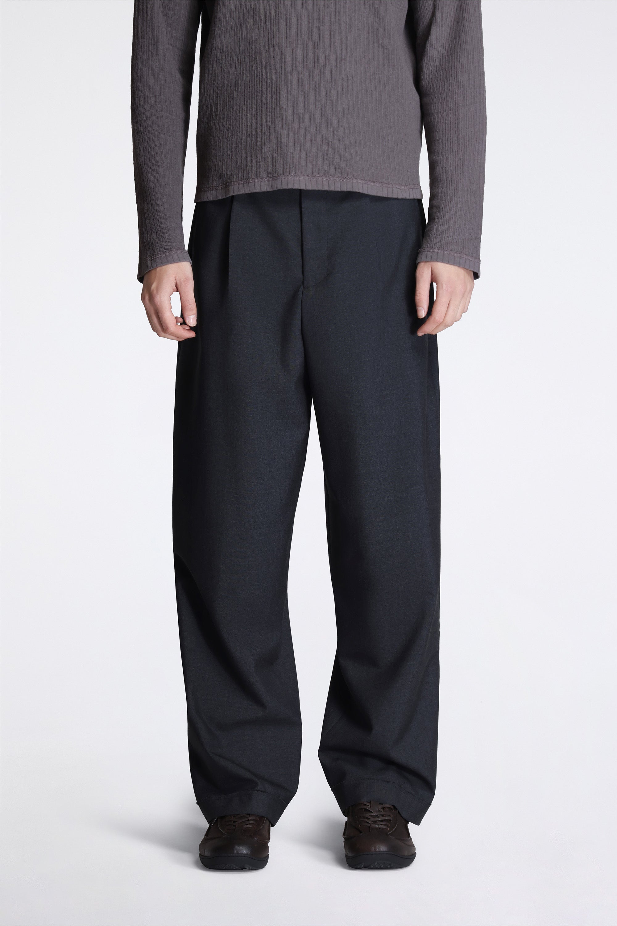 Patch Trousers Dark Grey Dry Wool