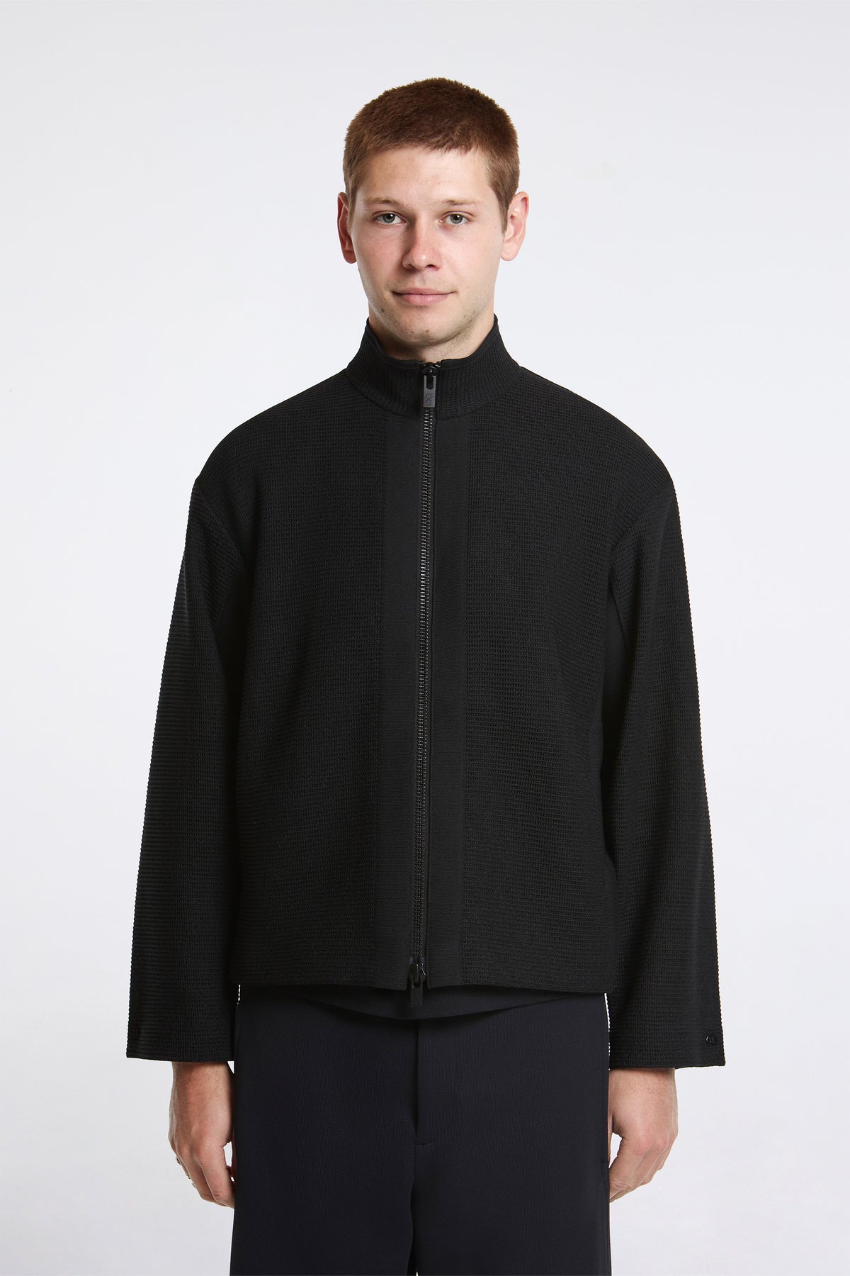 CFCL Waffle Lucent Stand Collar Zip Blouson Black | HAVN