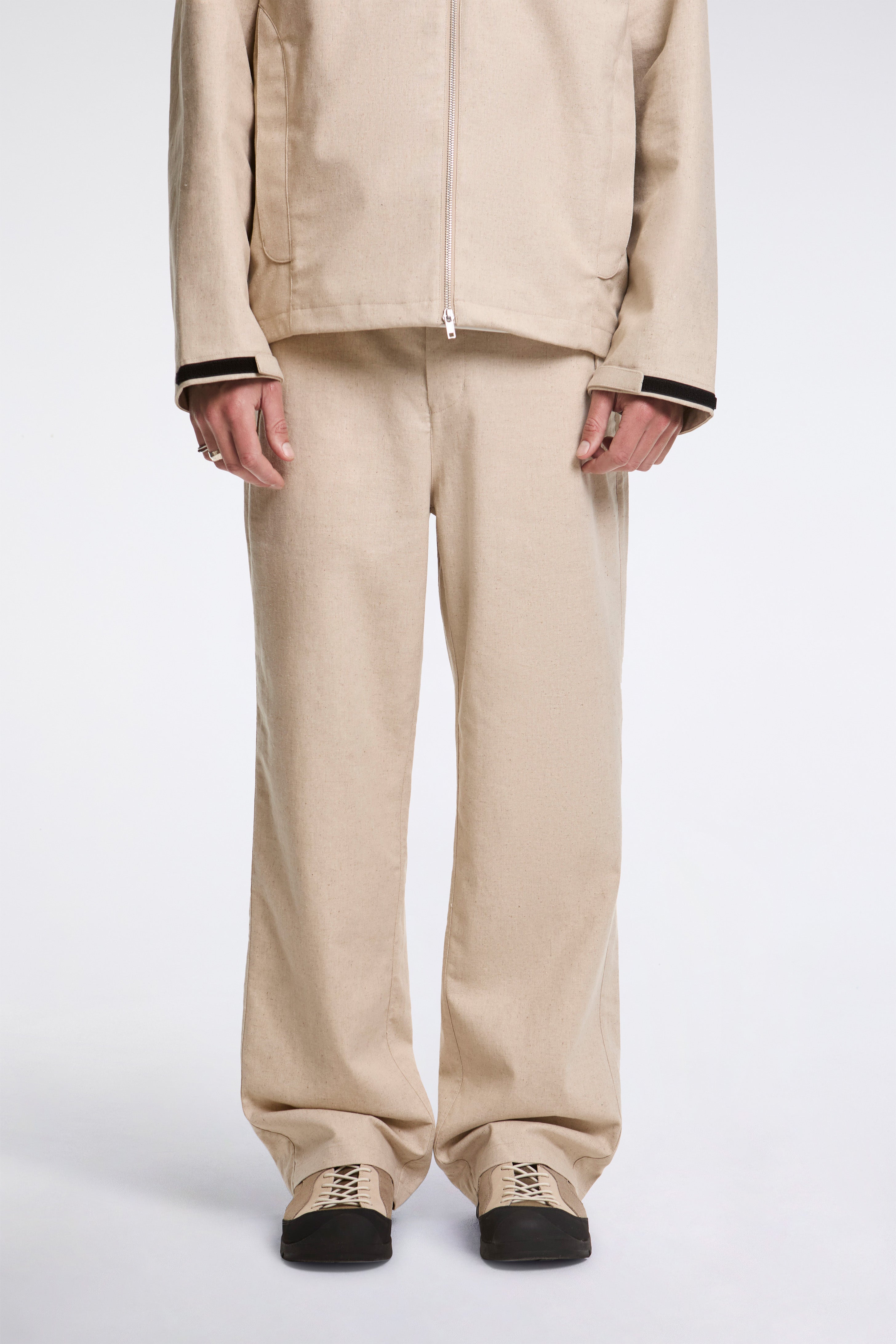 Path Linen Cotton Mixed Trouser Beige