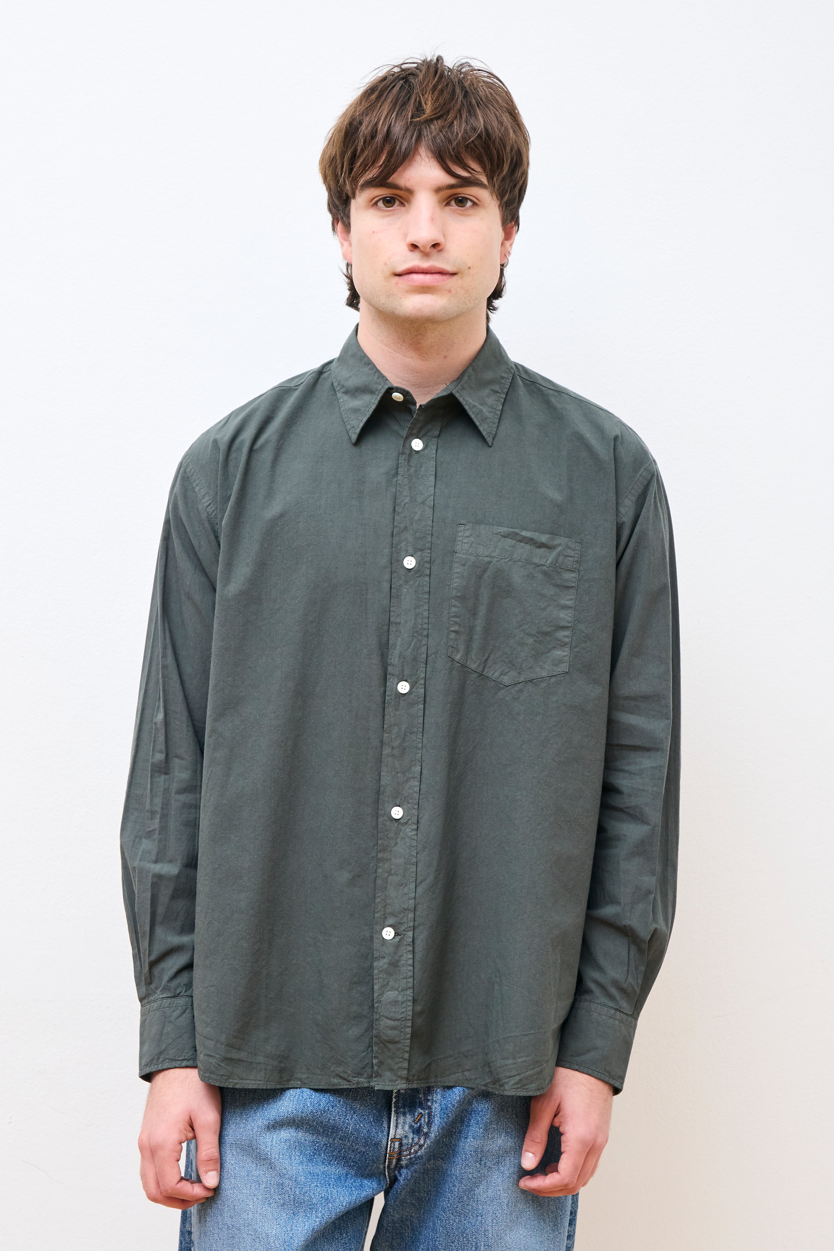 Ole Cotton Tencel Shirt Black Olive