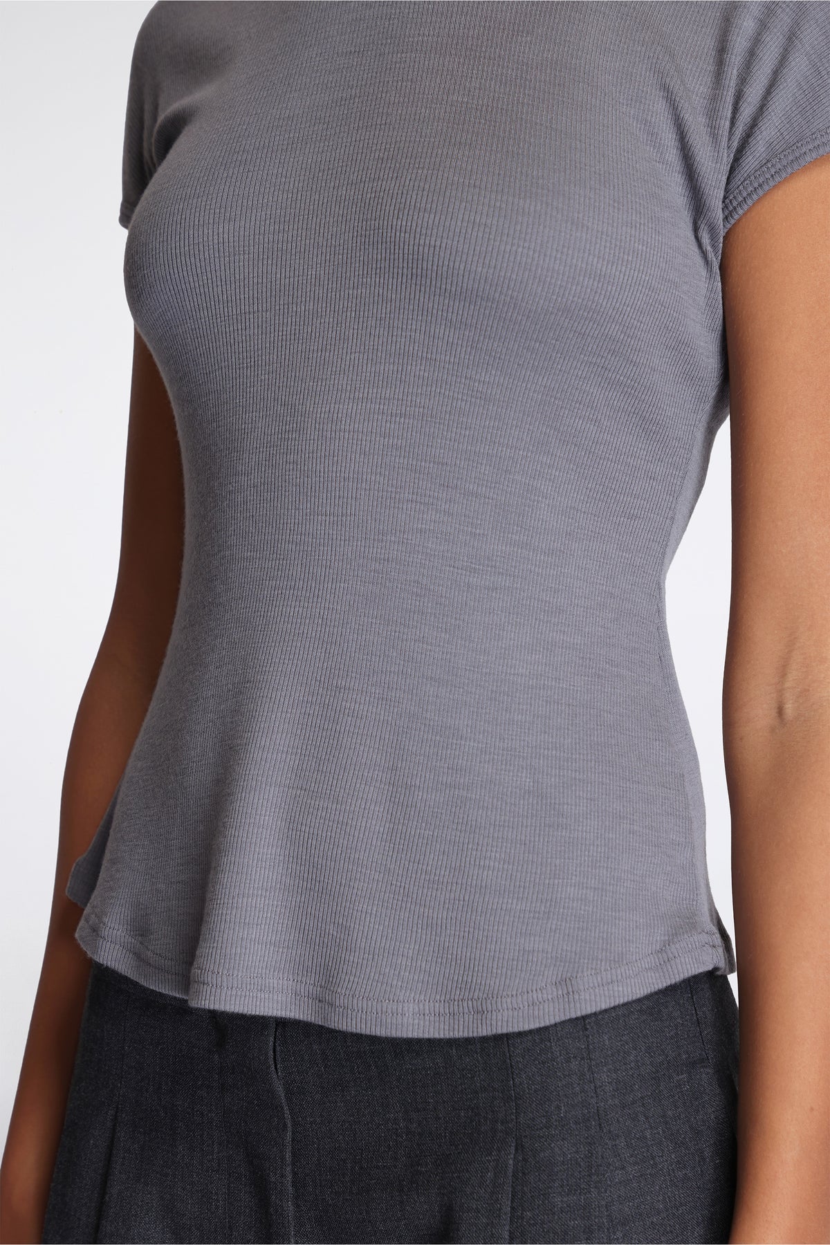 Drop Shoulder Tank Lead Grey Rib
