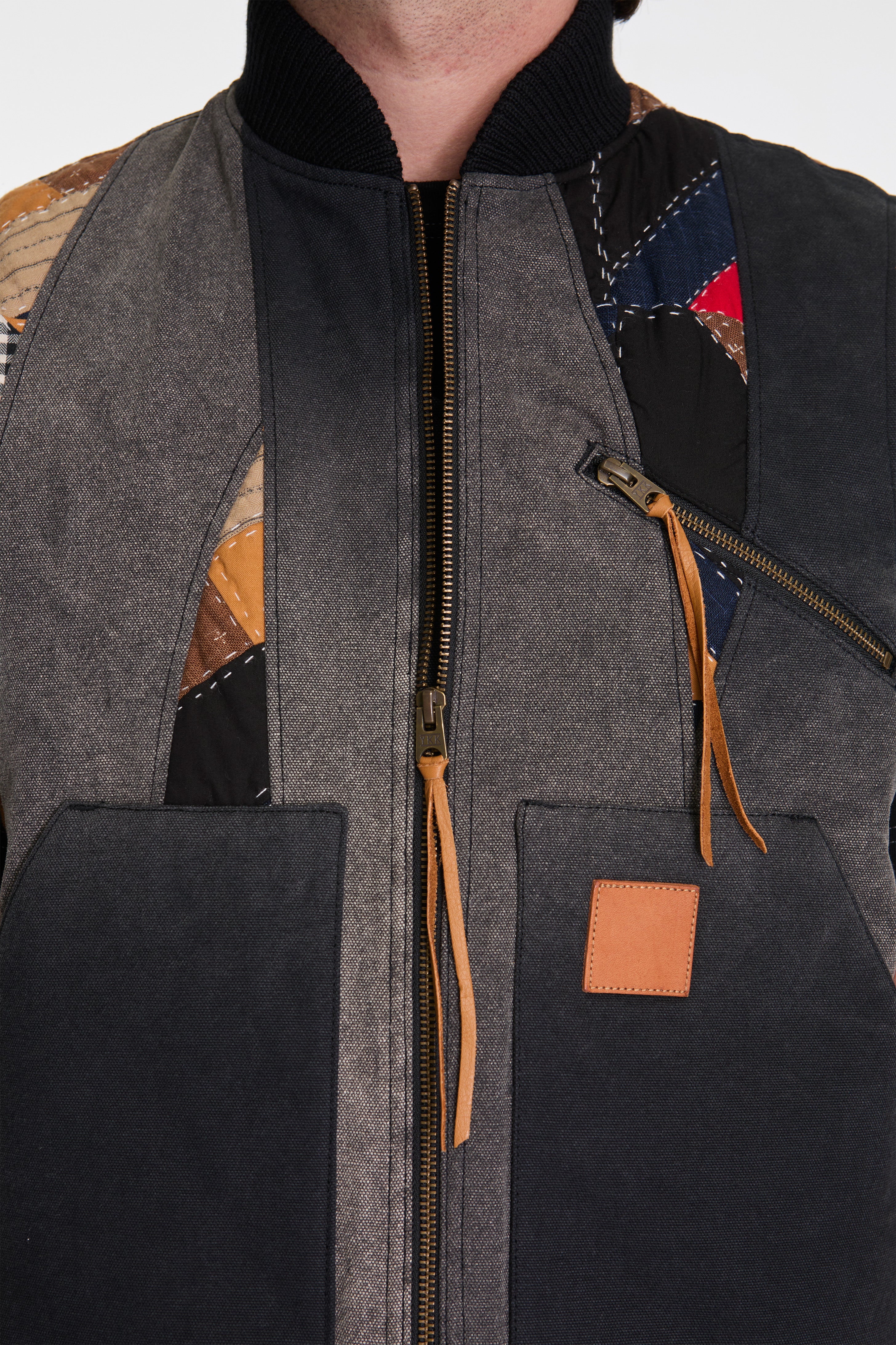 Vintage-Effect Quilt Vest Black