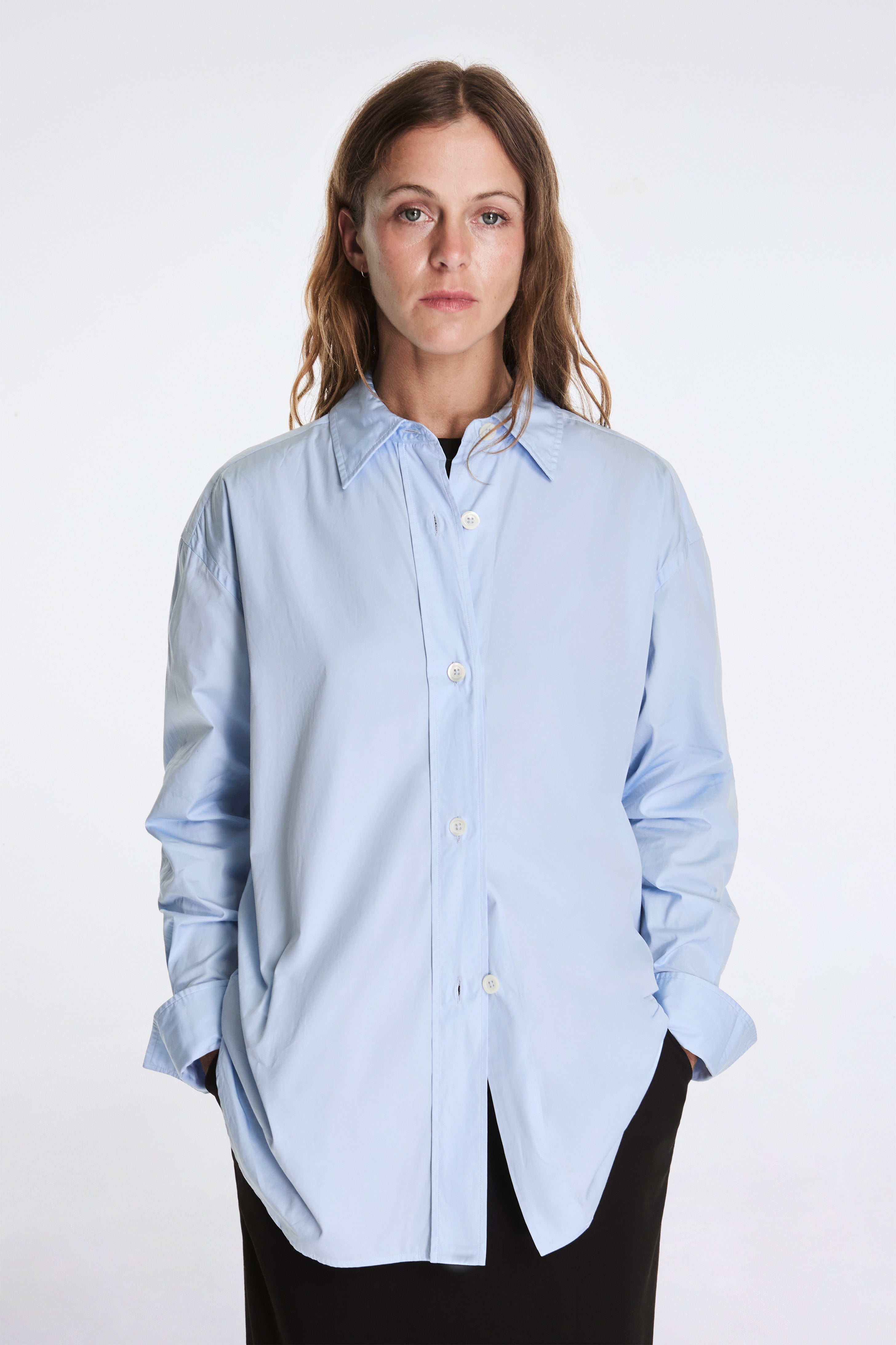 Turn Up Cuff Shirt Pale Blue