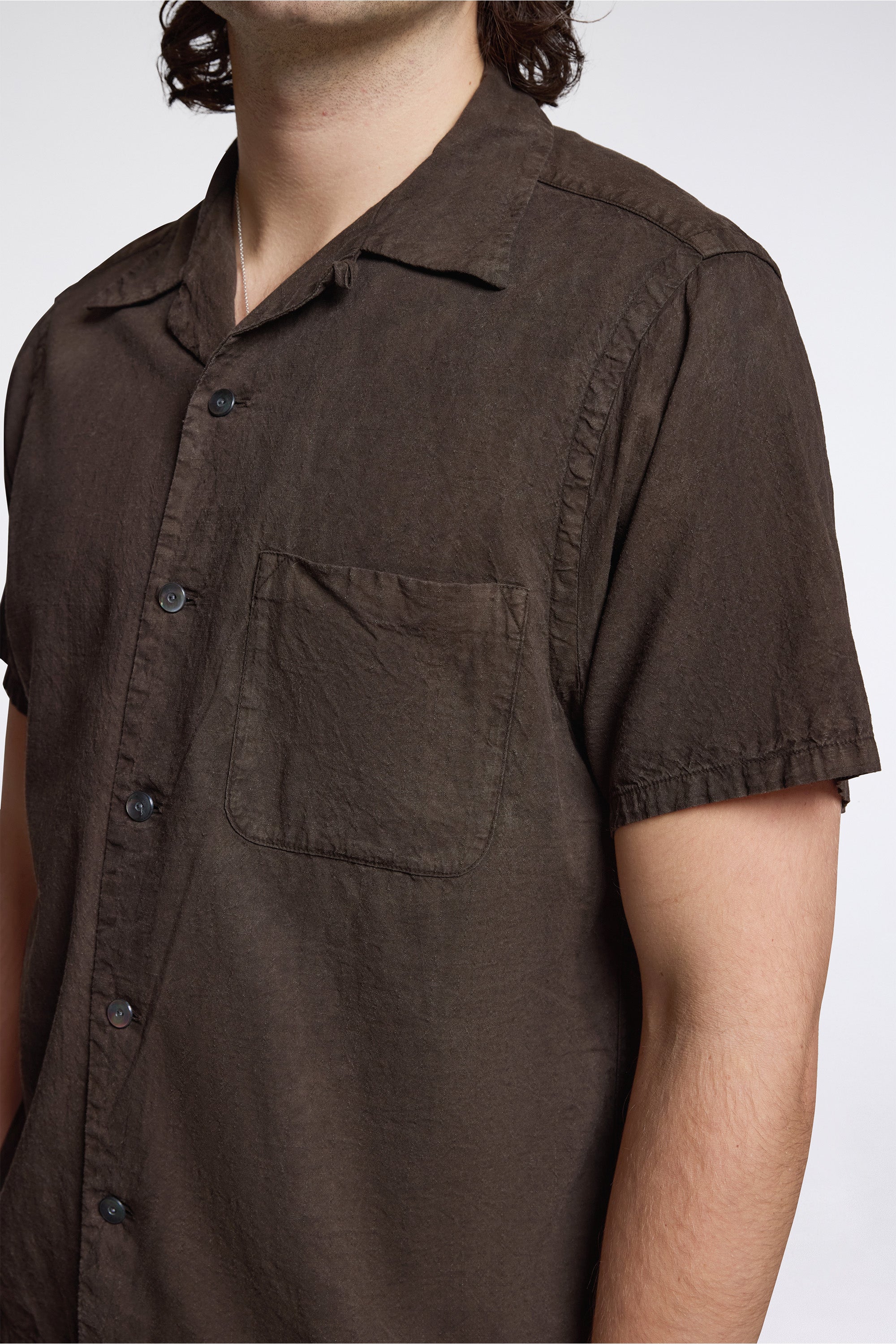 Lot.113 Open Collar Shirt Mud Dyed