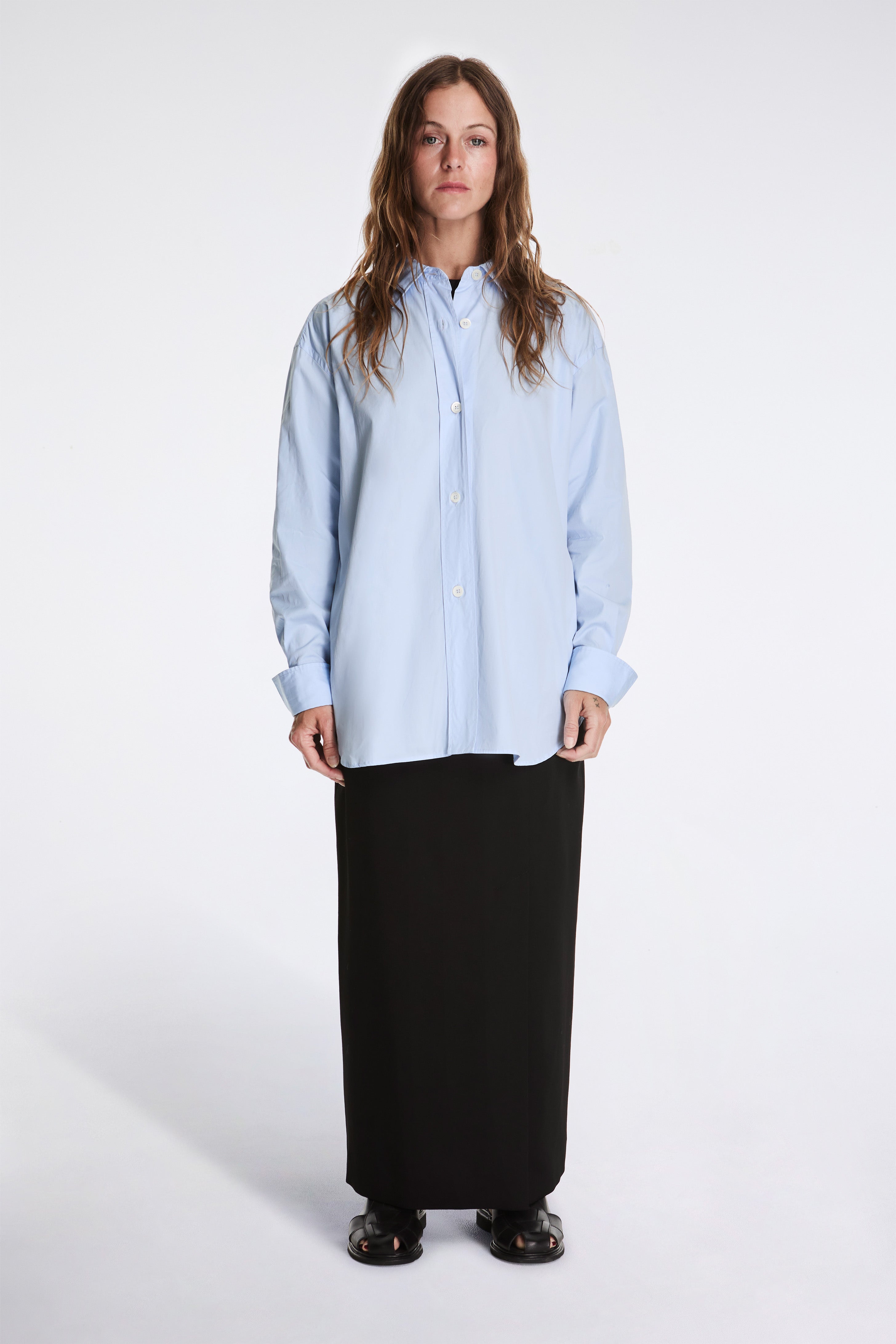 Turn Up Cuff Shirt Pale Blue