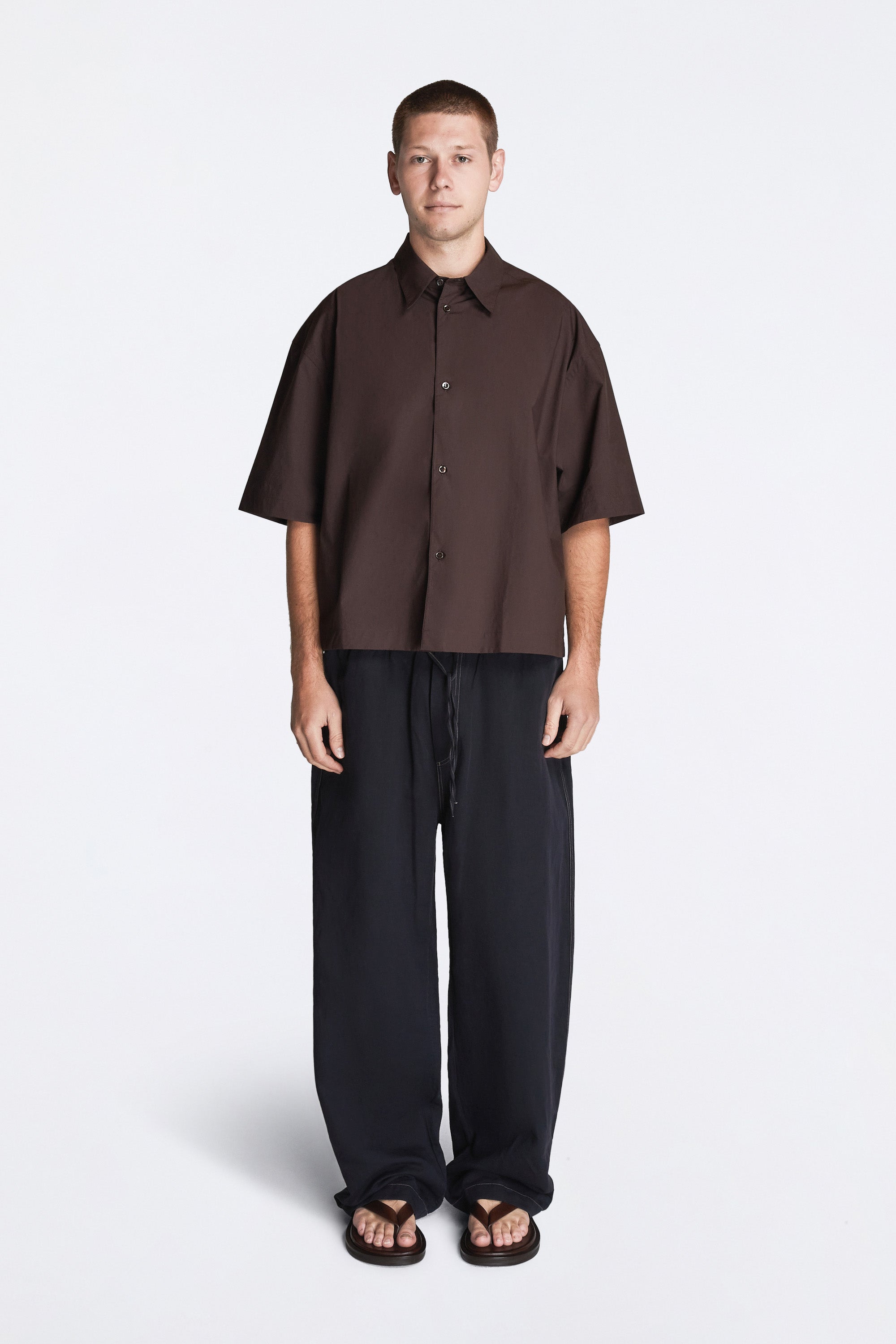 Sanko Paper Poplin Shirt Cocoa