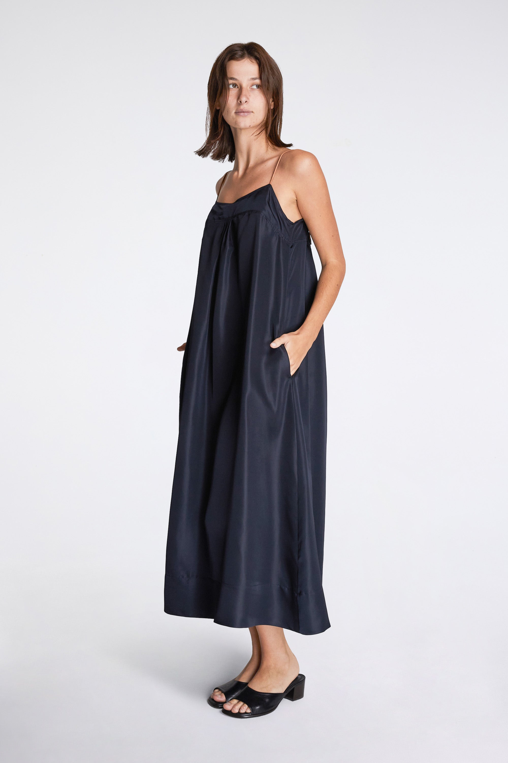 Nam Ou River Dress Silk Twill Navy