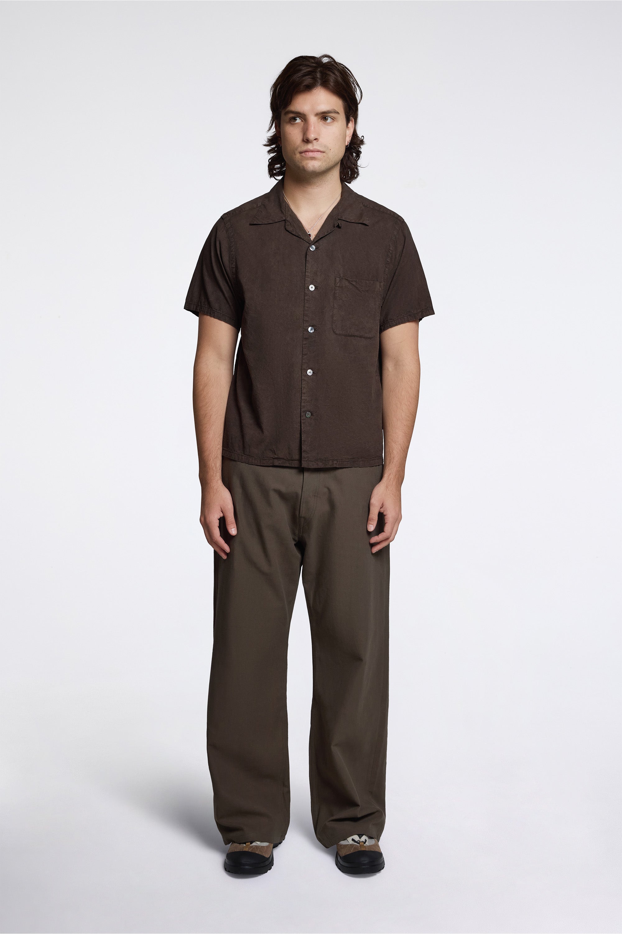 Lot.113 Open Collar Shirt Mud Dyed