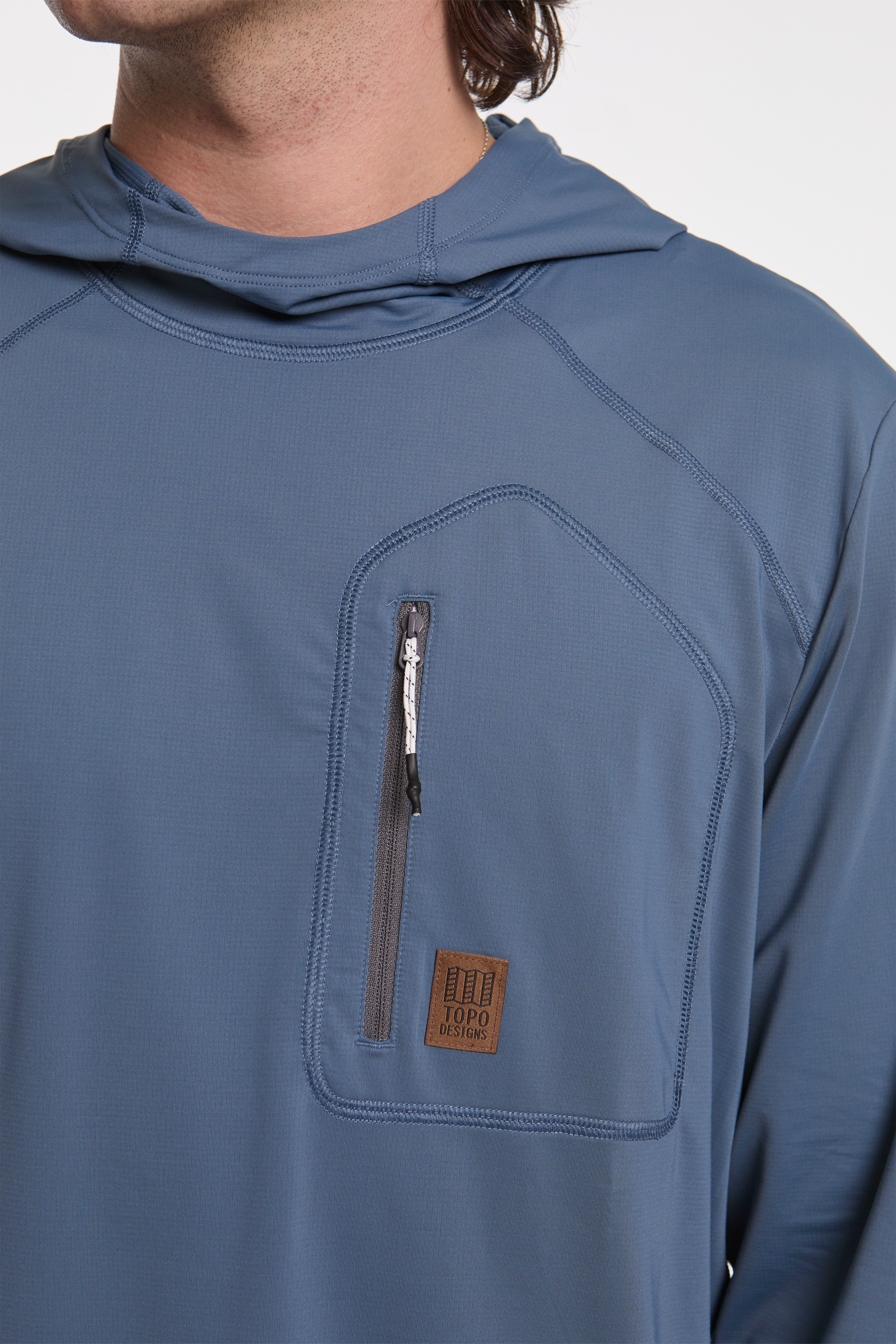 Sun Hoodie Mens Stone Blue