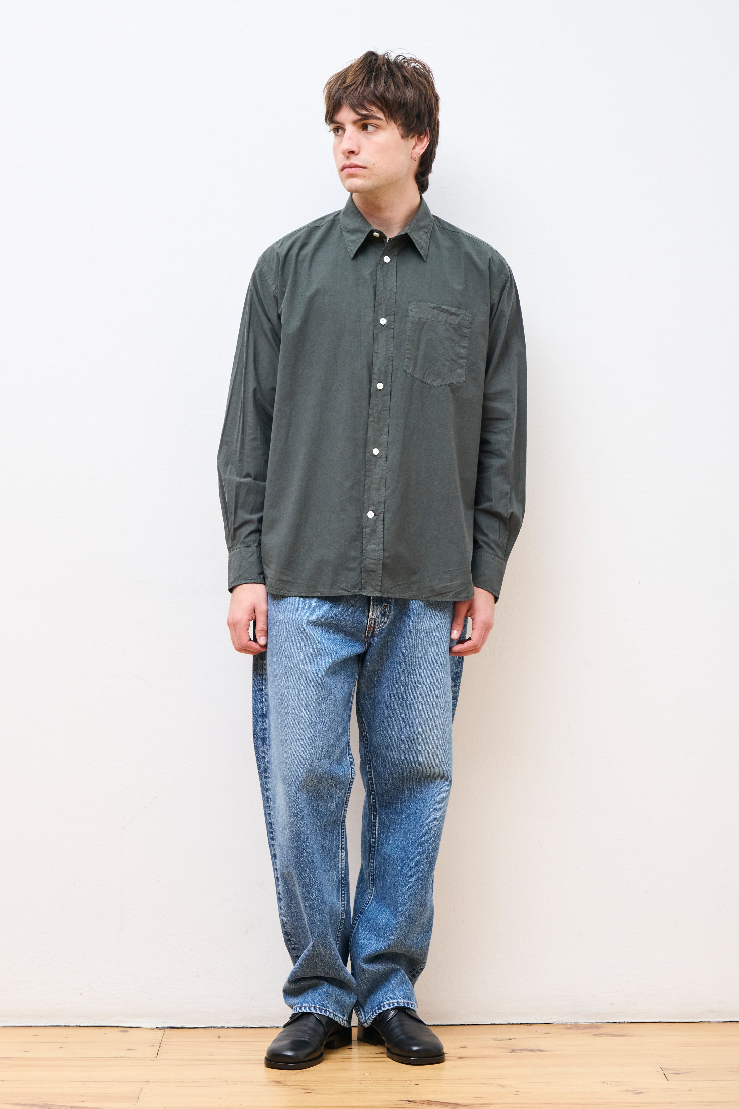 Ole Cotton Tencel Shirt Black Olive