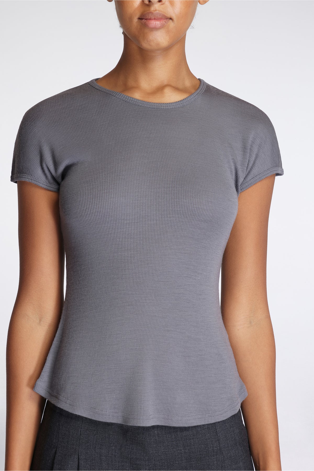 Drop Shoulder Tank Lead Grey Rib