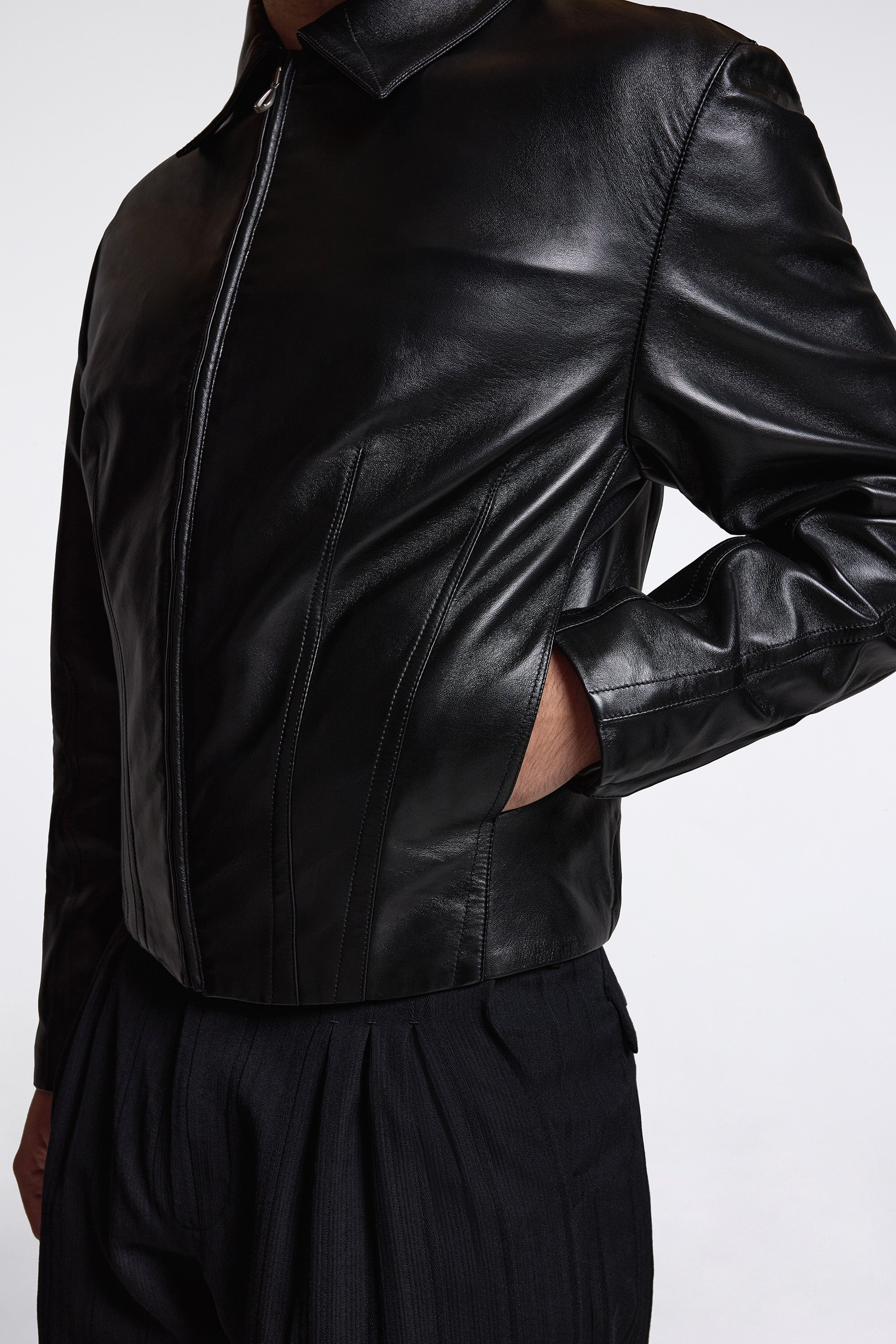 Lur Leather Jacket Smokey Black