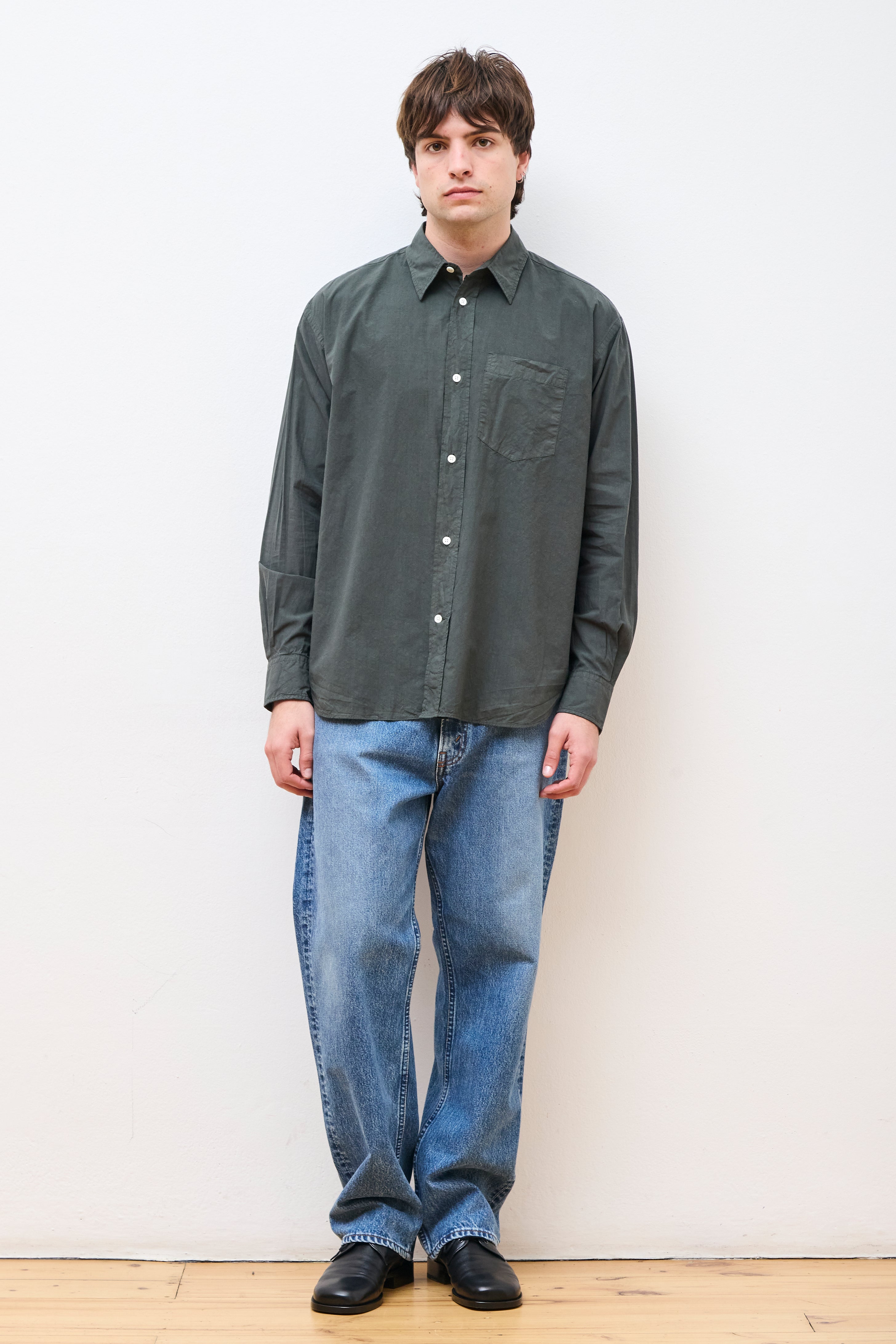 Ole Cotton Tencel Shirt Black Olive