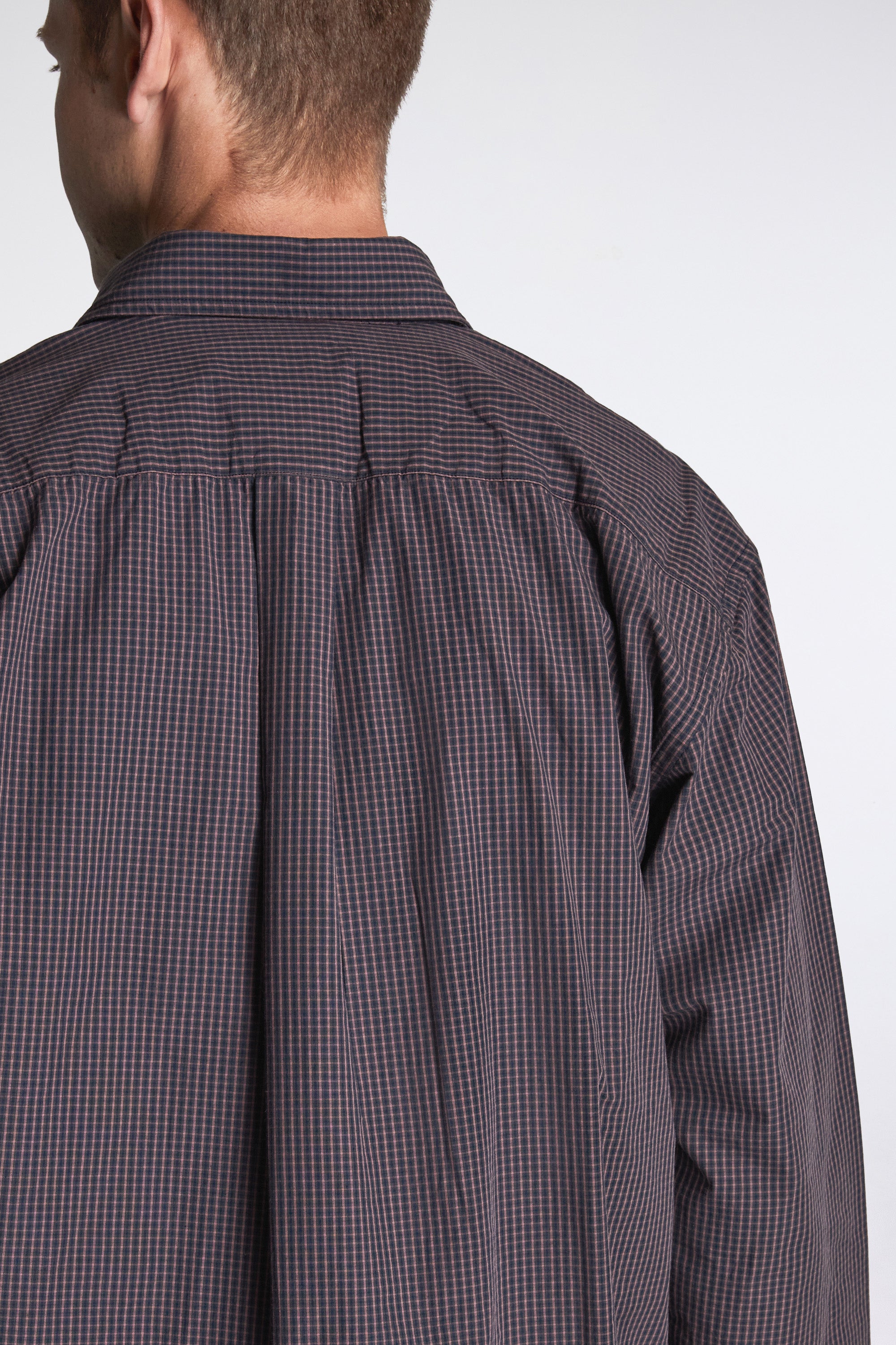Espevik Oversize Poplin Check Shirt Dark Navy Check