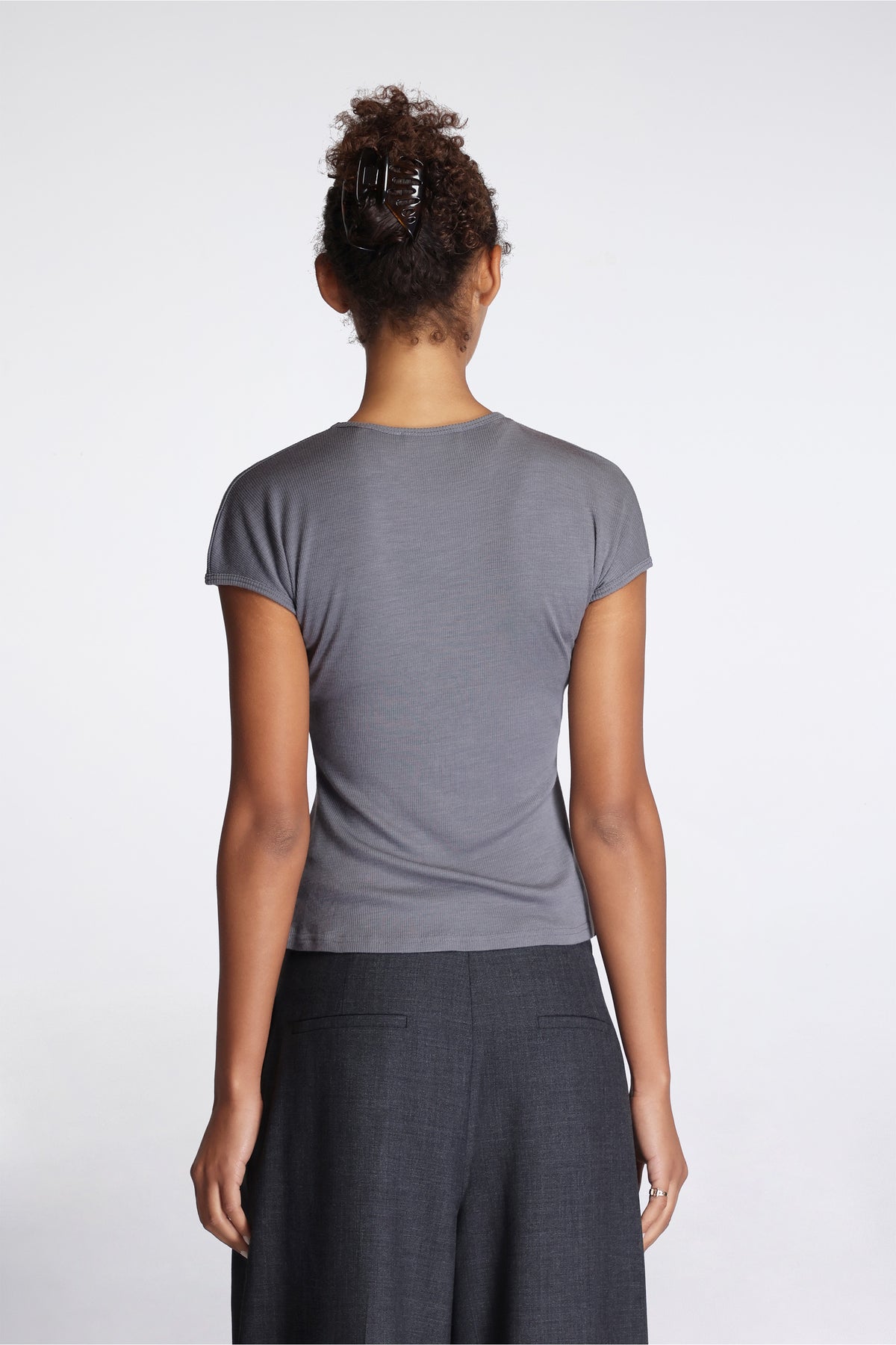 Drop Shoulder Tank Lead Grey Rib