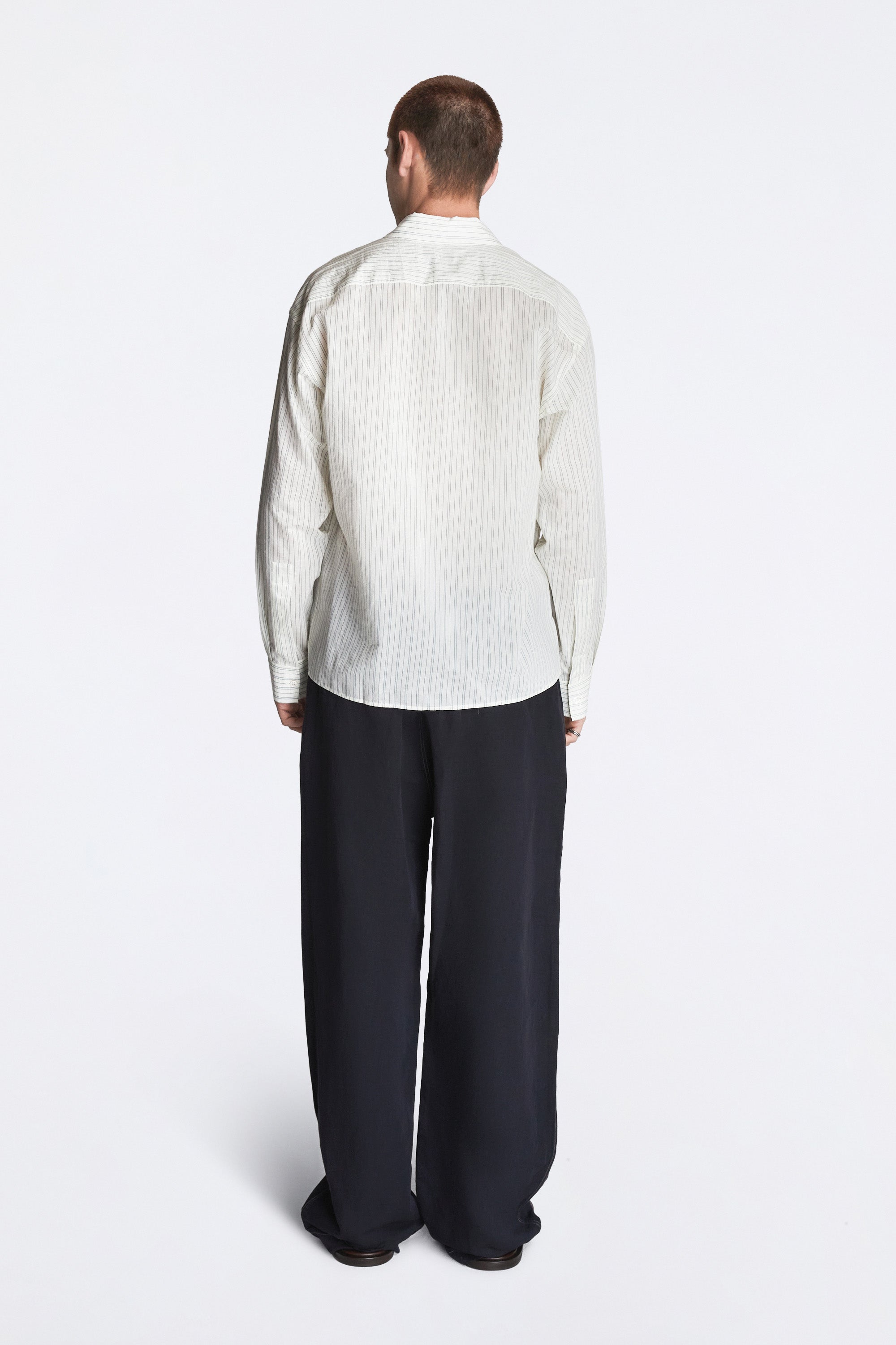Hal Cotton Silk Stripe Shirt Parchment