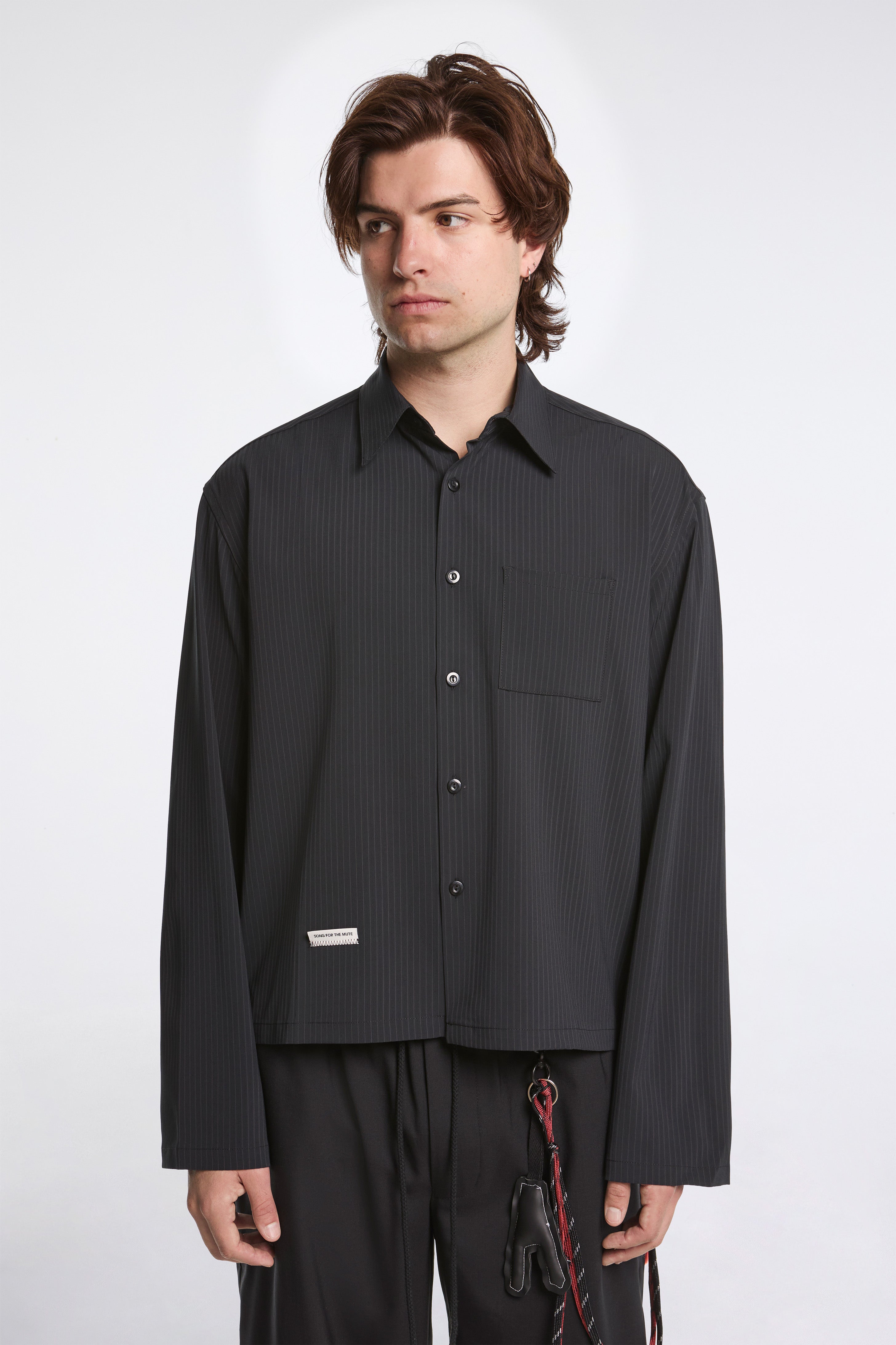 L/S Cropped Casual Shirt Navy