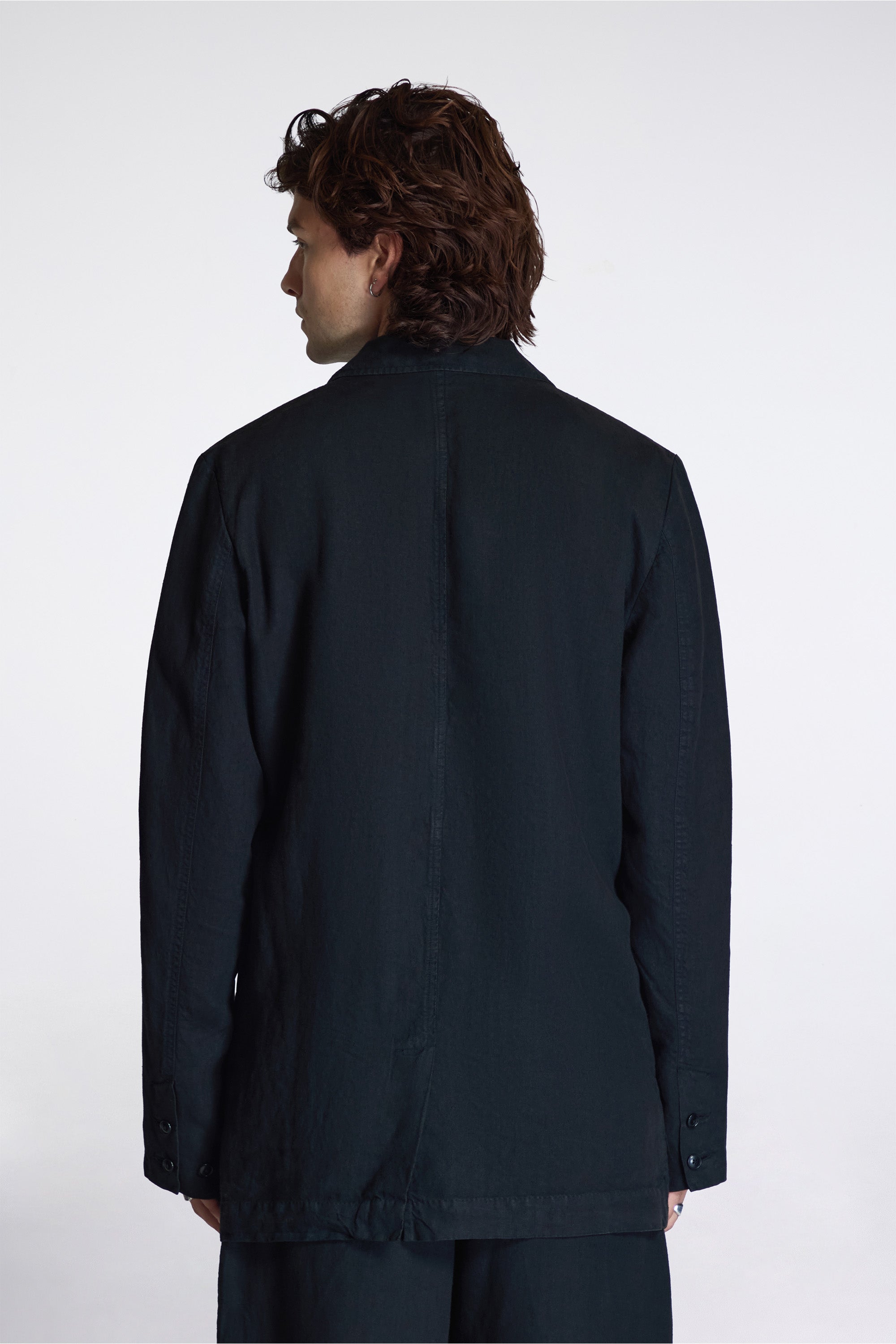 Maha Asym Linen Blazer Black