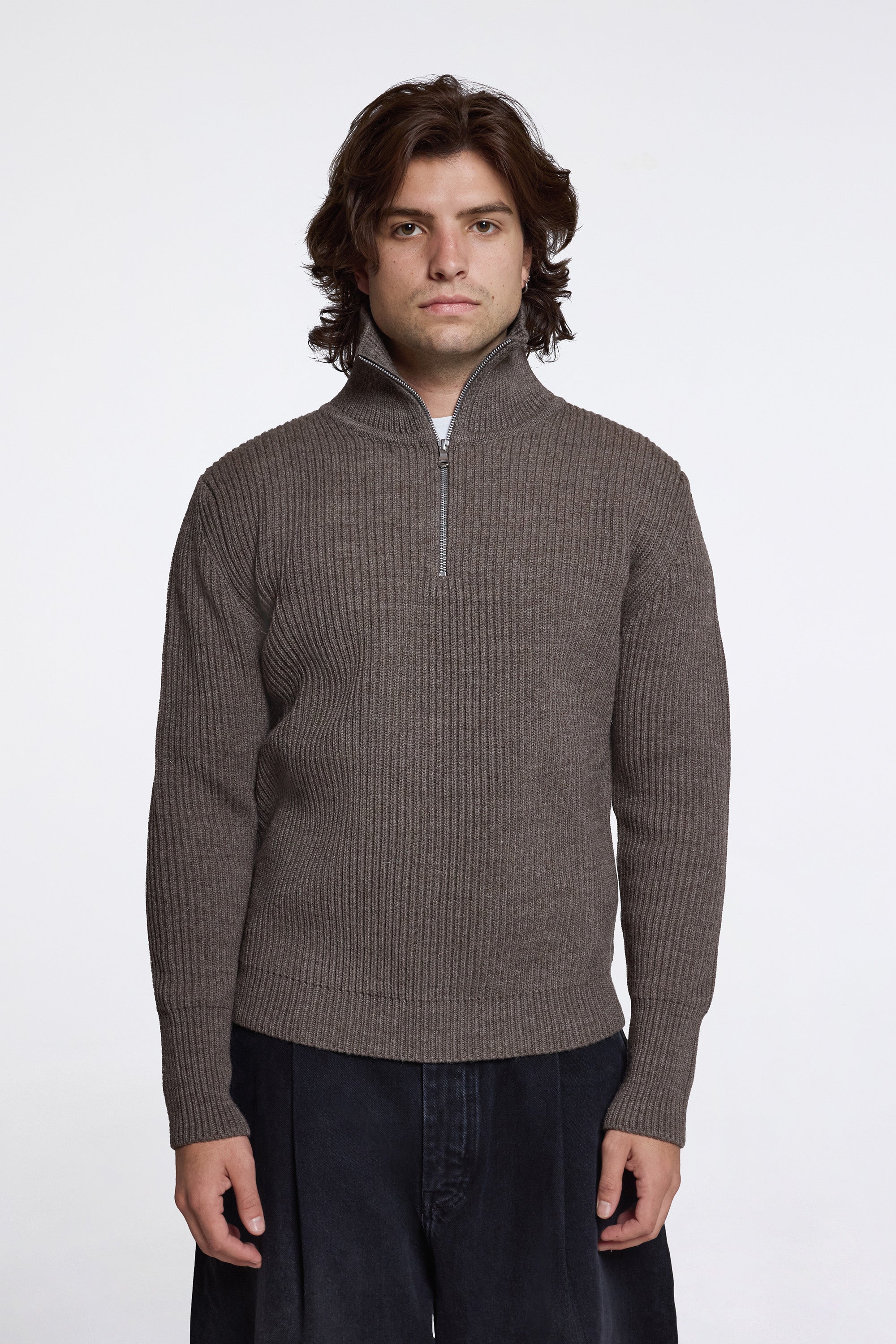 Navy Half-Zip Natural Taupe