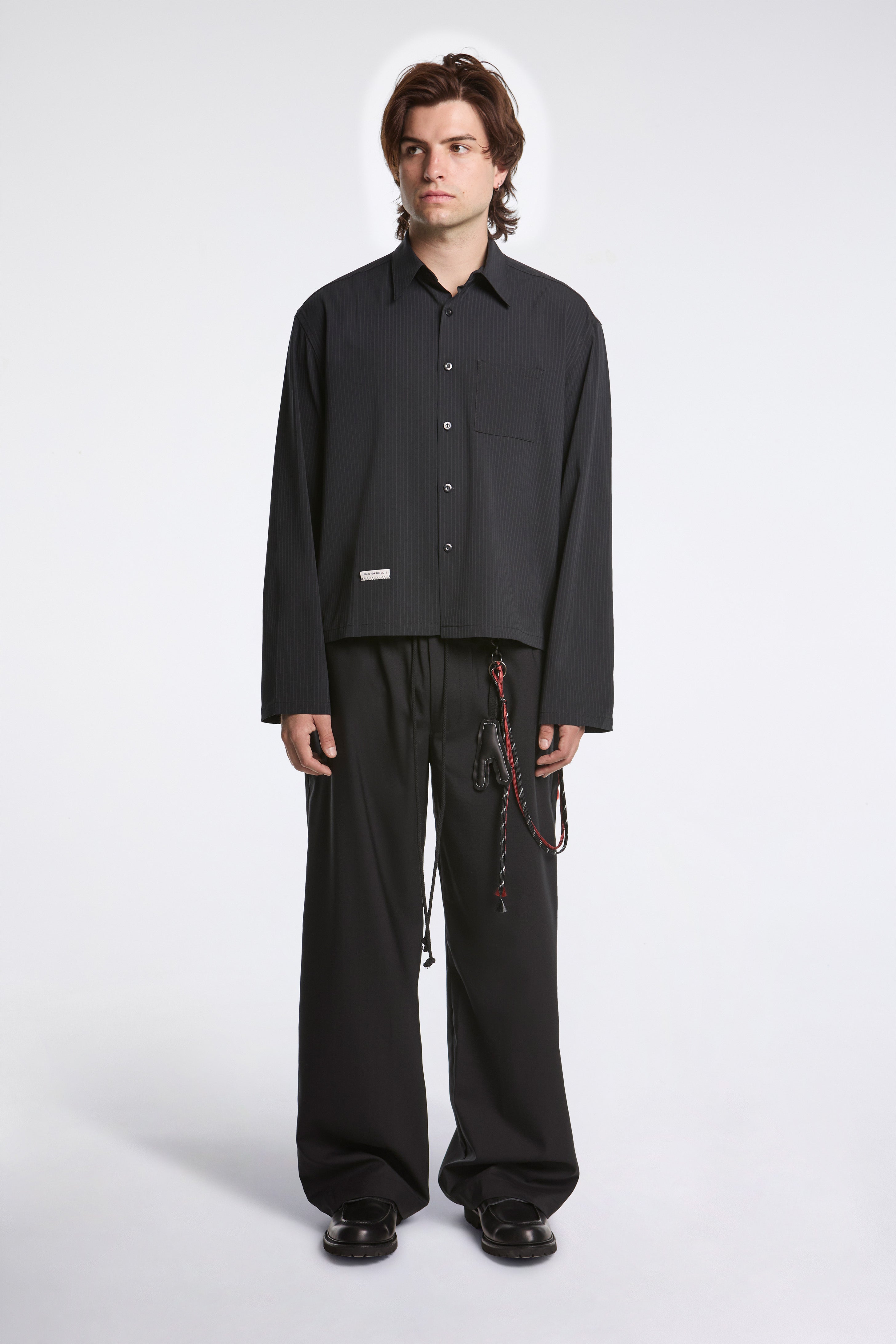 L/S Cropped Casual Shirt Navy