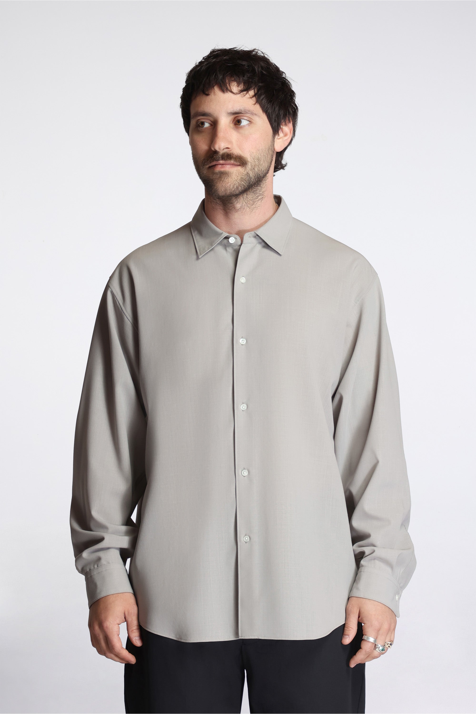 High Twisted Wool Relax Shirt Arid Beige