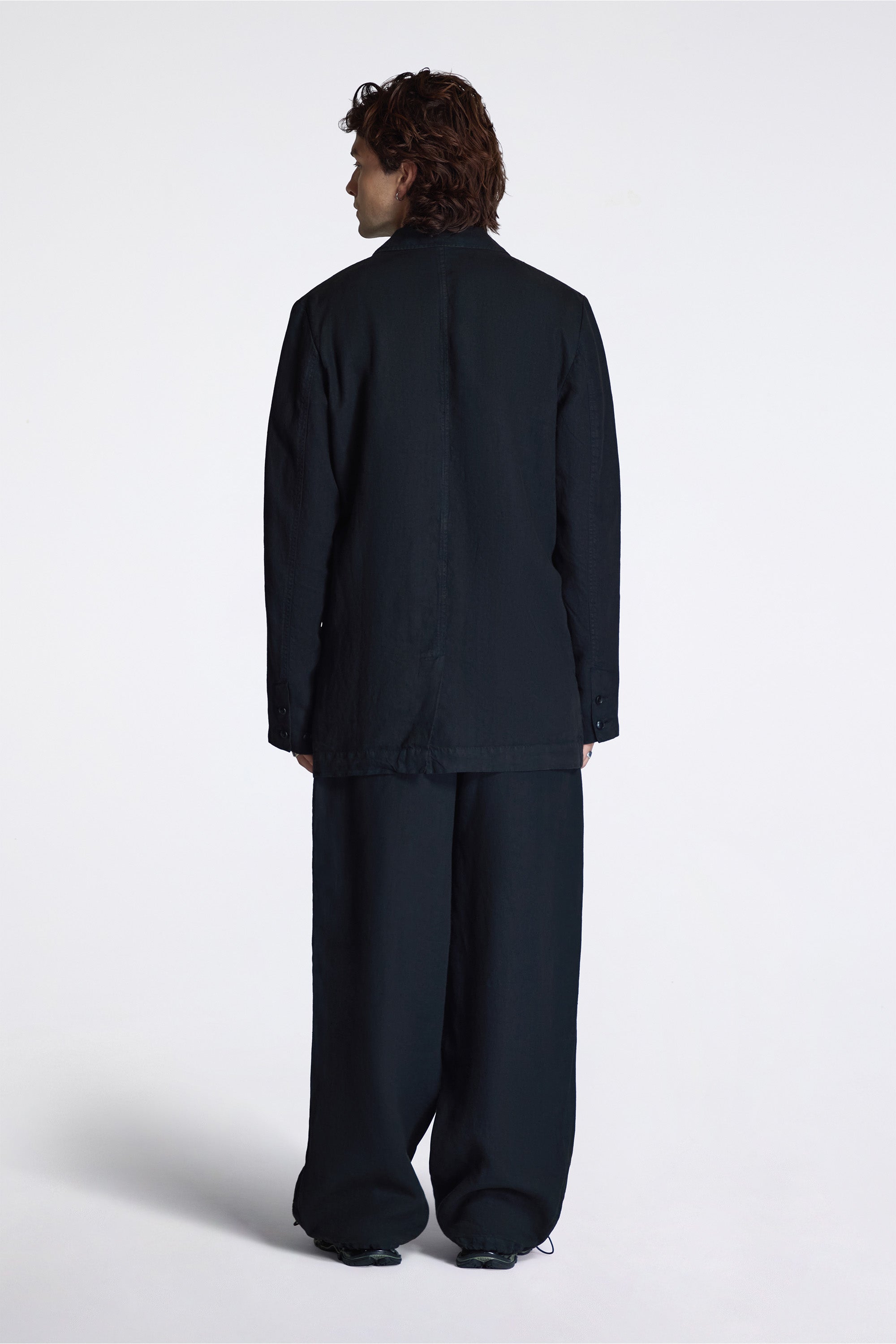 Maha Asym Linen Pleated Pants Black