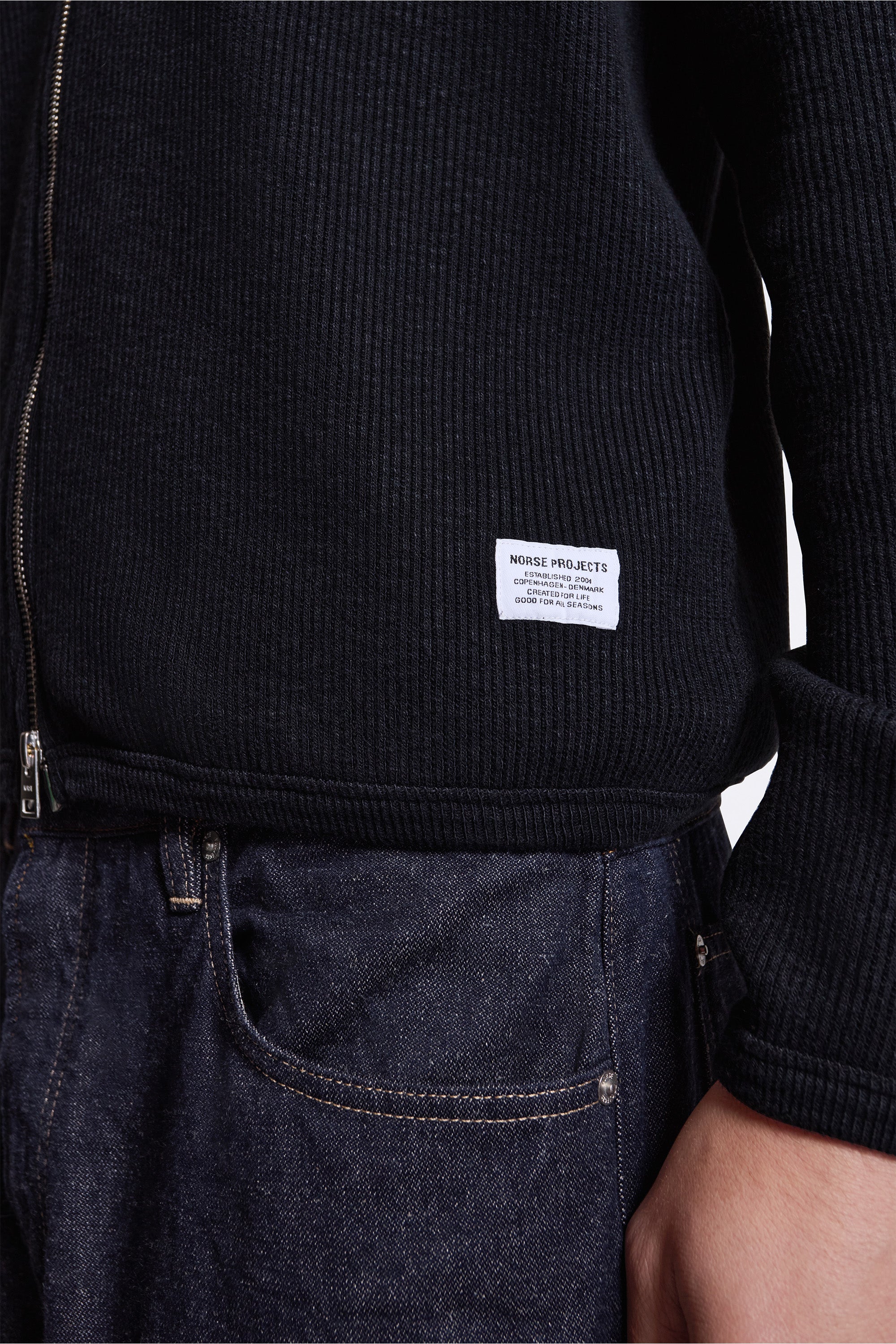 Teno Military Rib Zip Cardigan Black