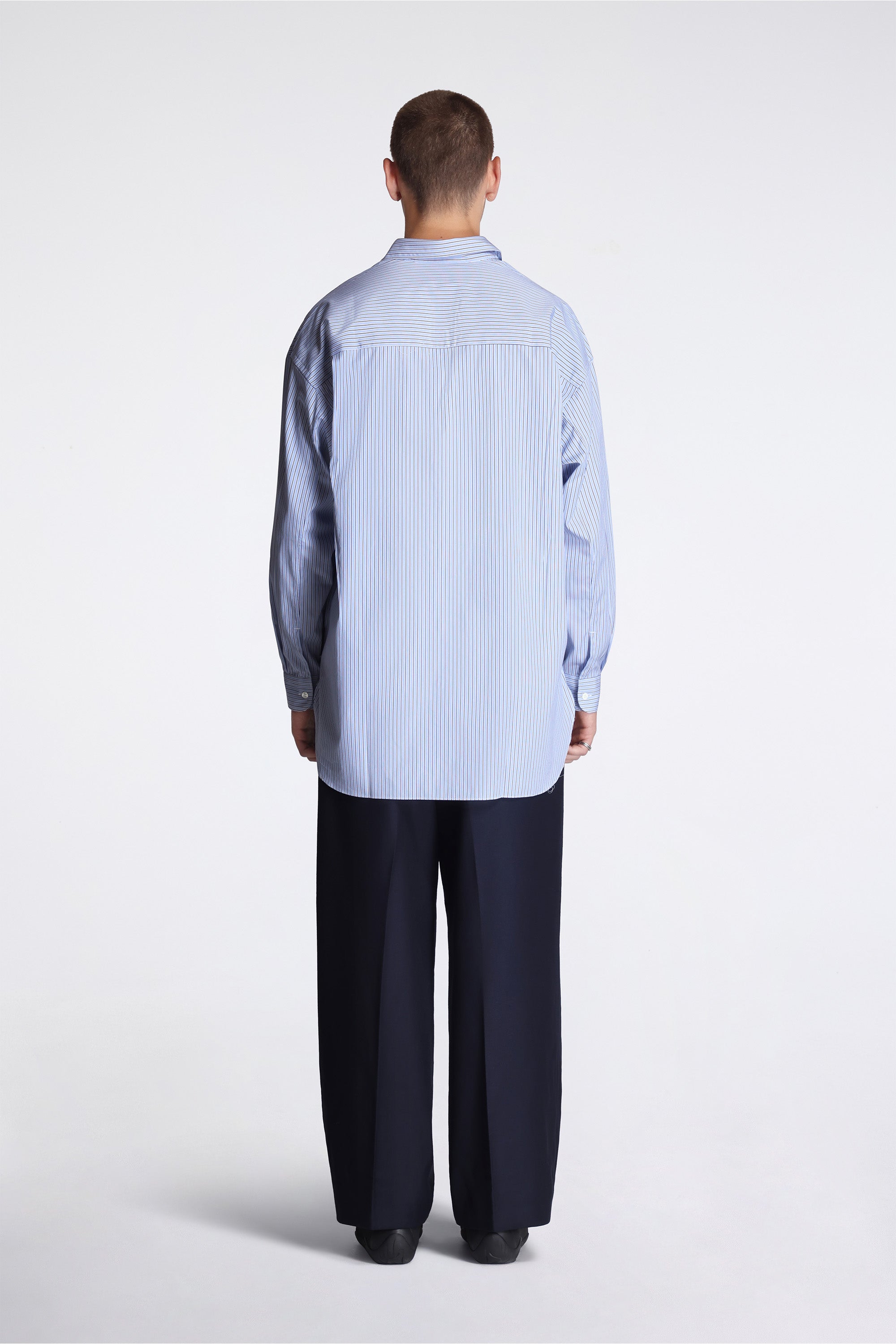 Pleated Wool Cinch Trousers Navy