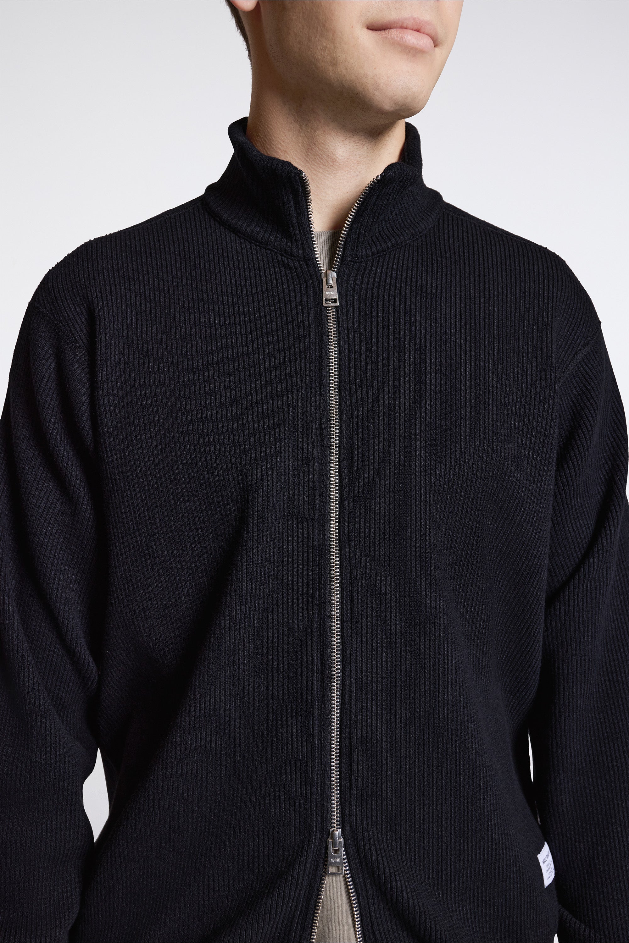 Teno Military Rib Zip Cardigan Black