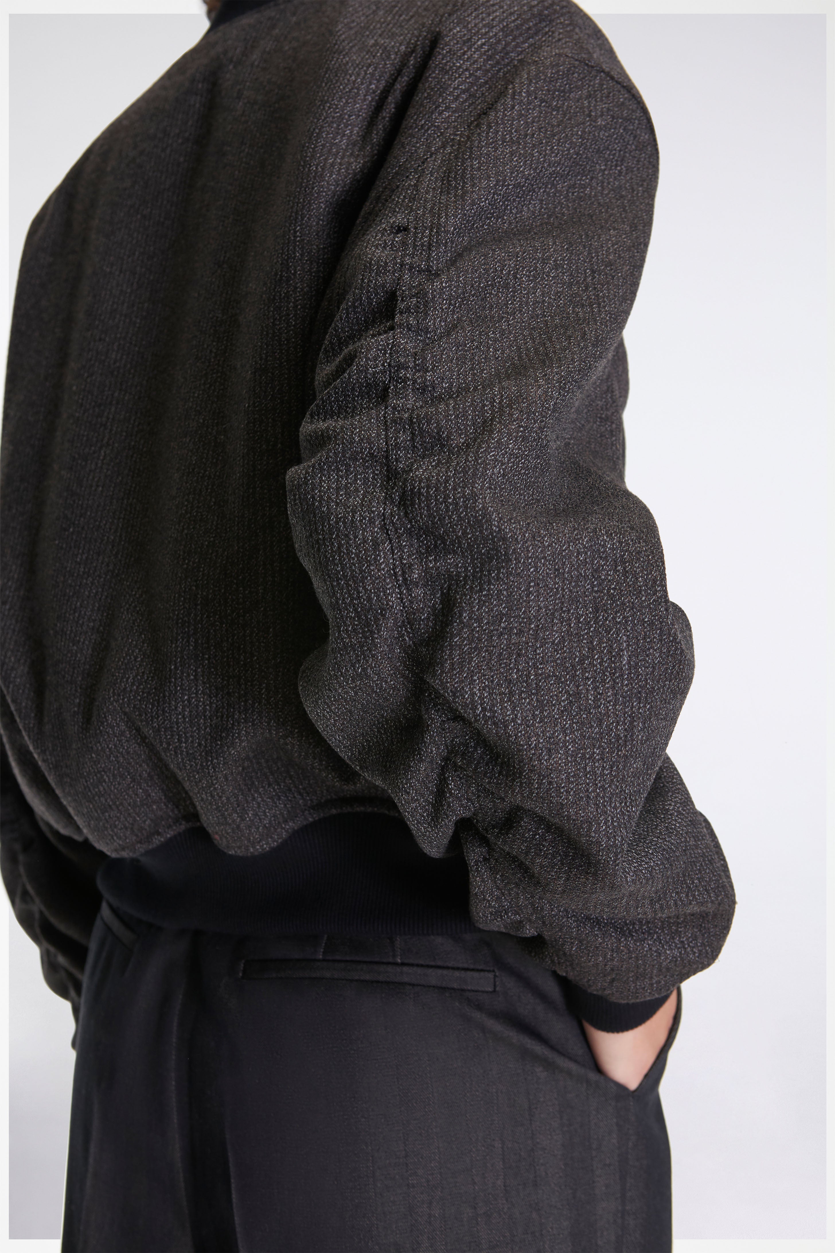 Blouson Jacket Brown Melange Stripe