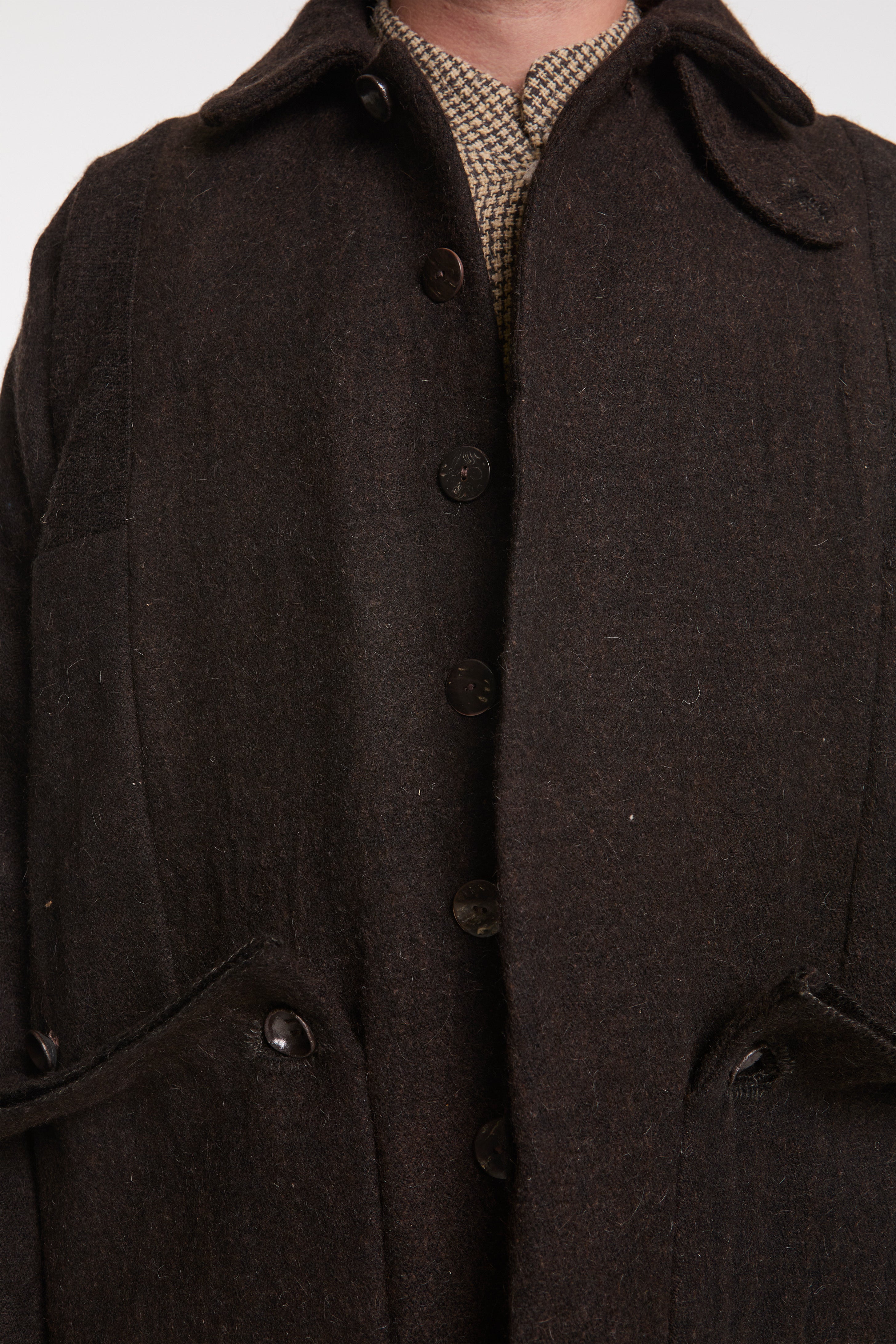 Farmer Coat Yak Wool Blend Black Brown