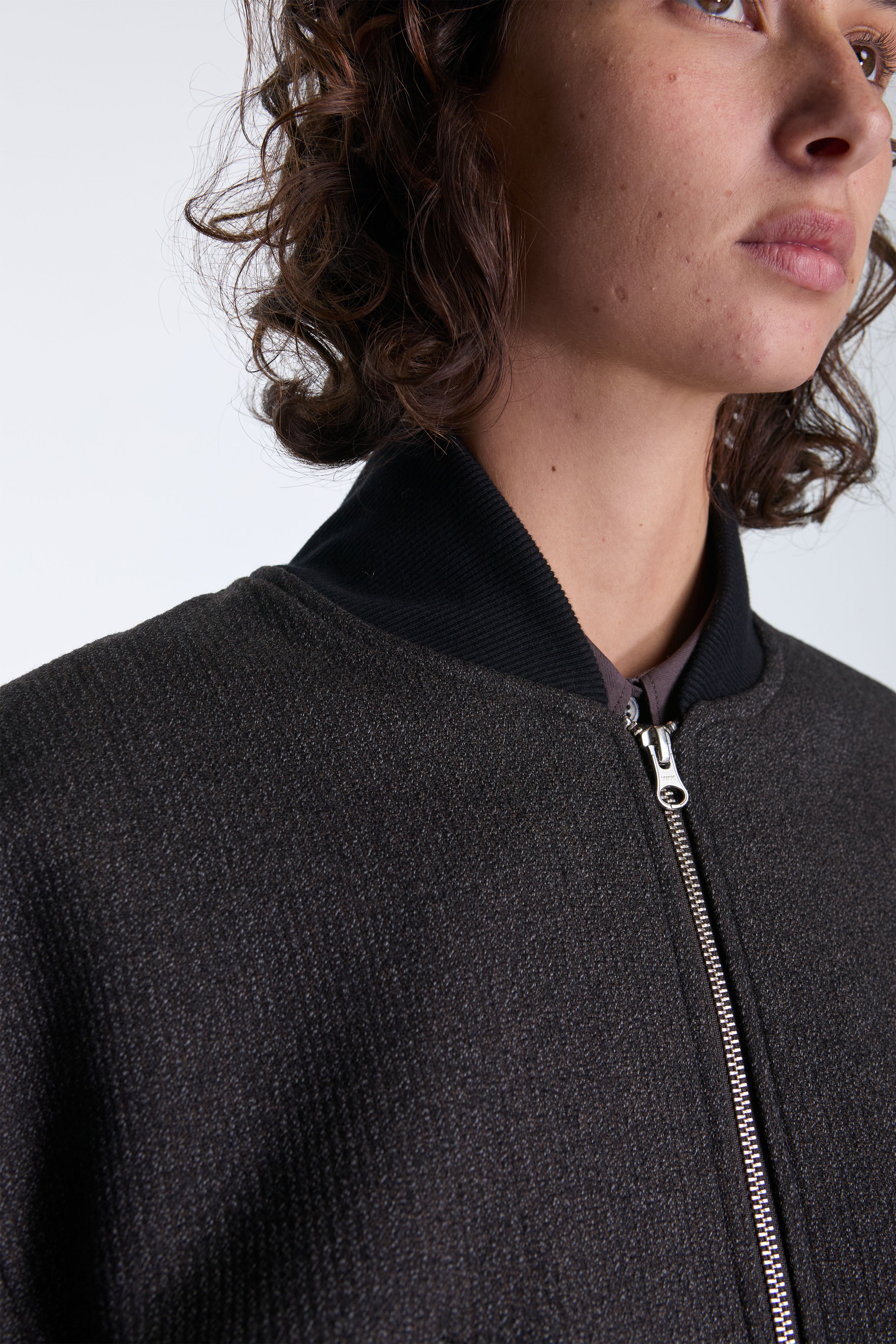 Blouson Jacket Brown Melange Stripe