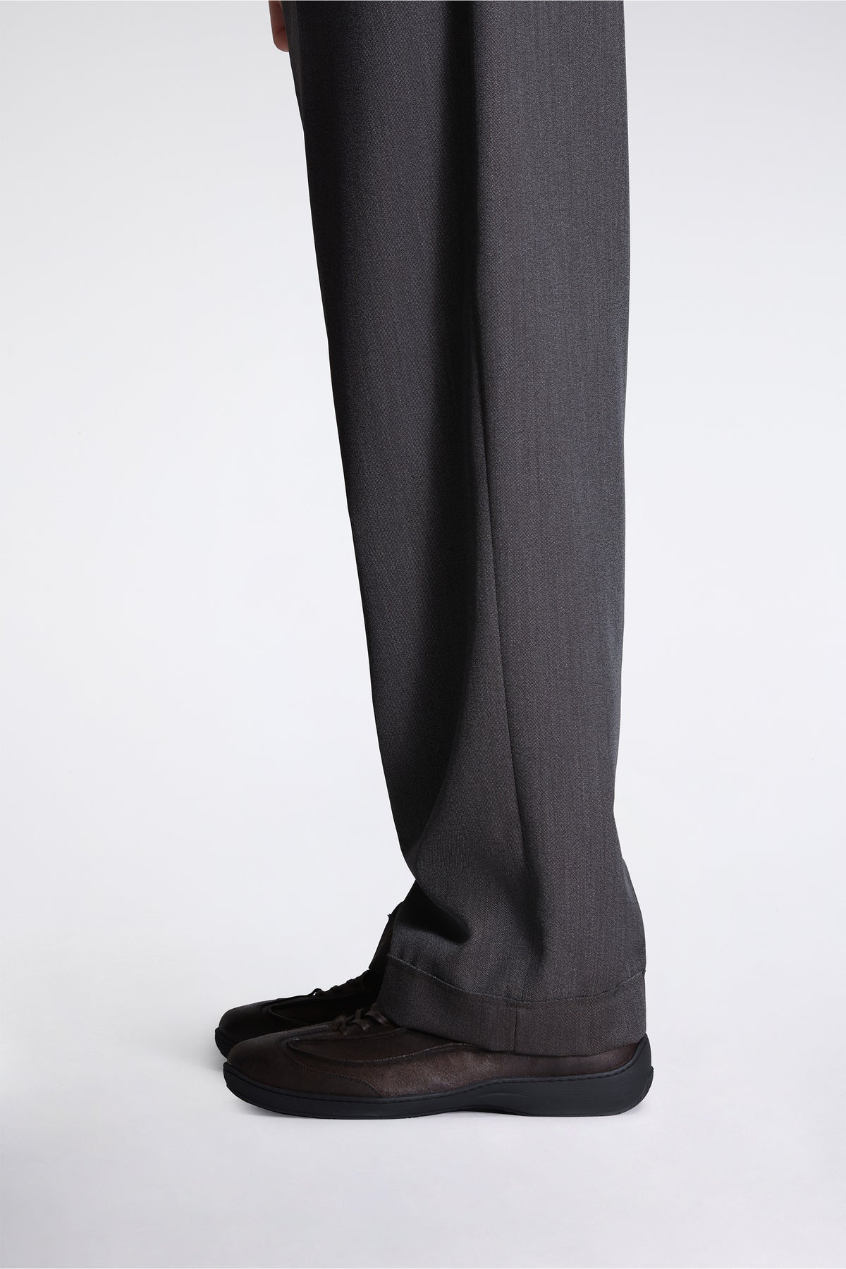 Patch Trousers Taupe Wool Twill