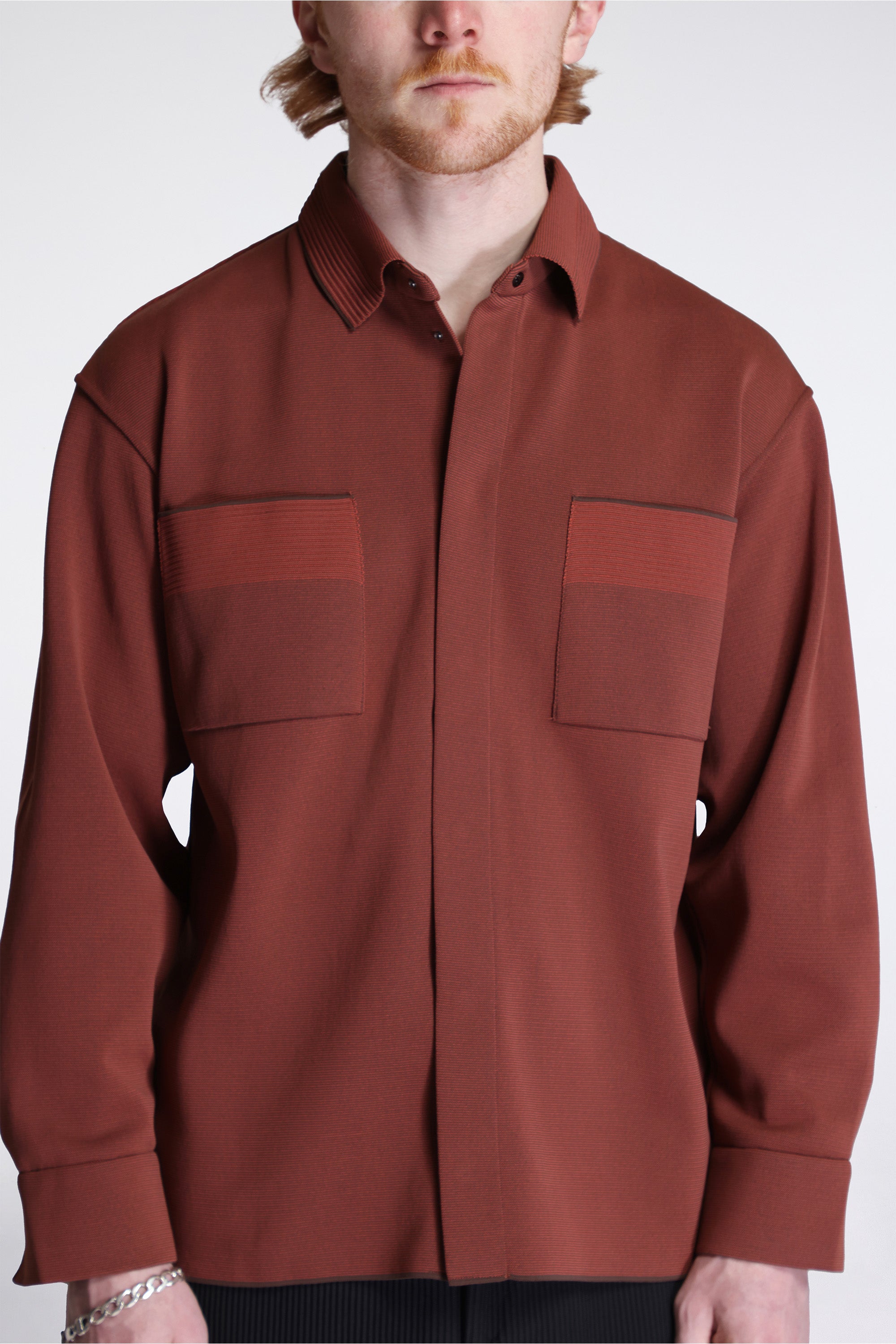 Soft Milan Covered Placket Shirt Auburn