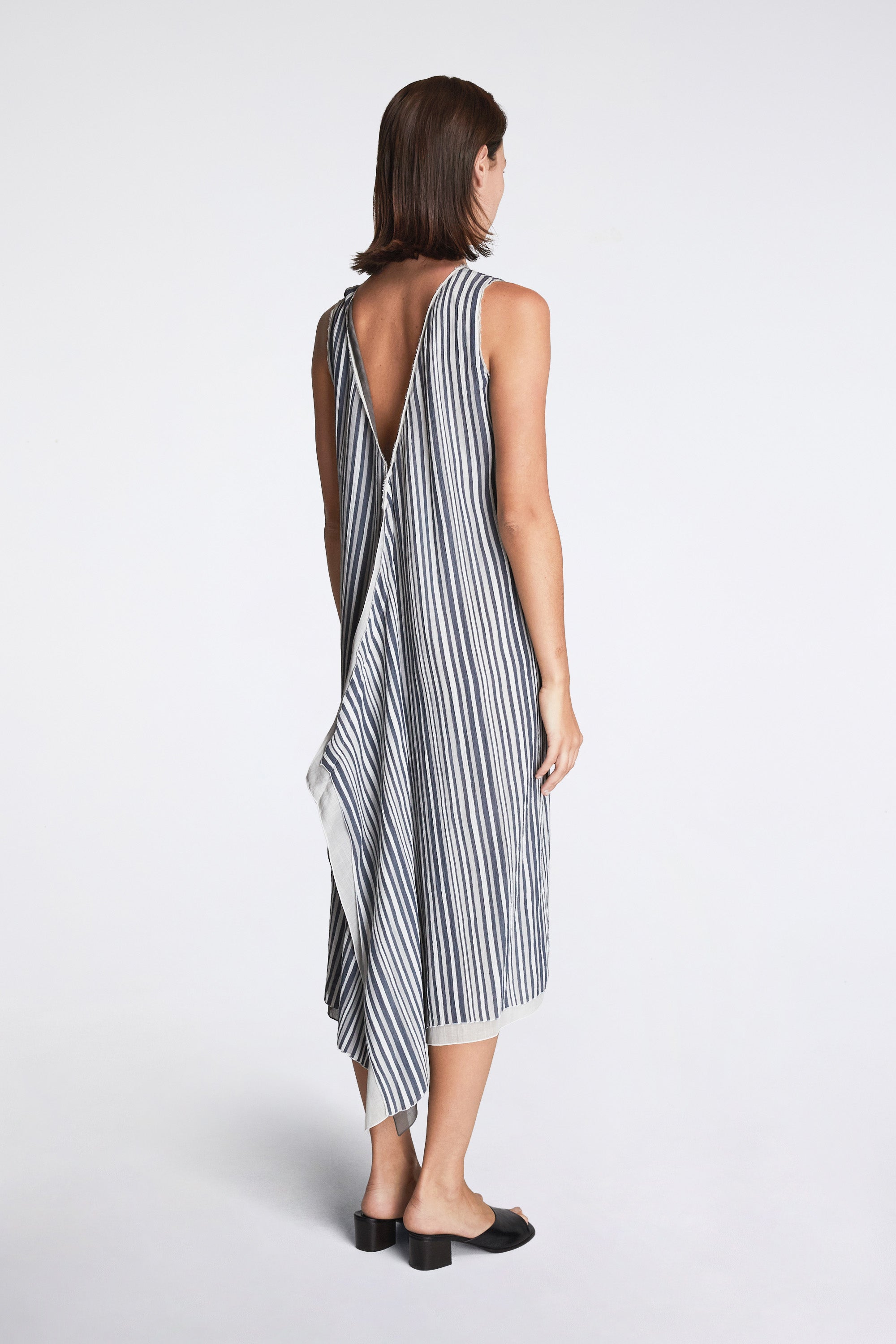 Fringed Temple Dress Cloud Stripe Navy