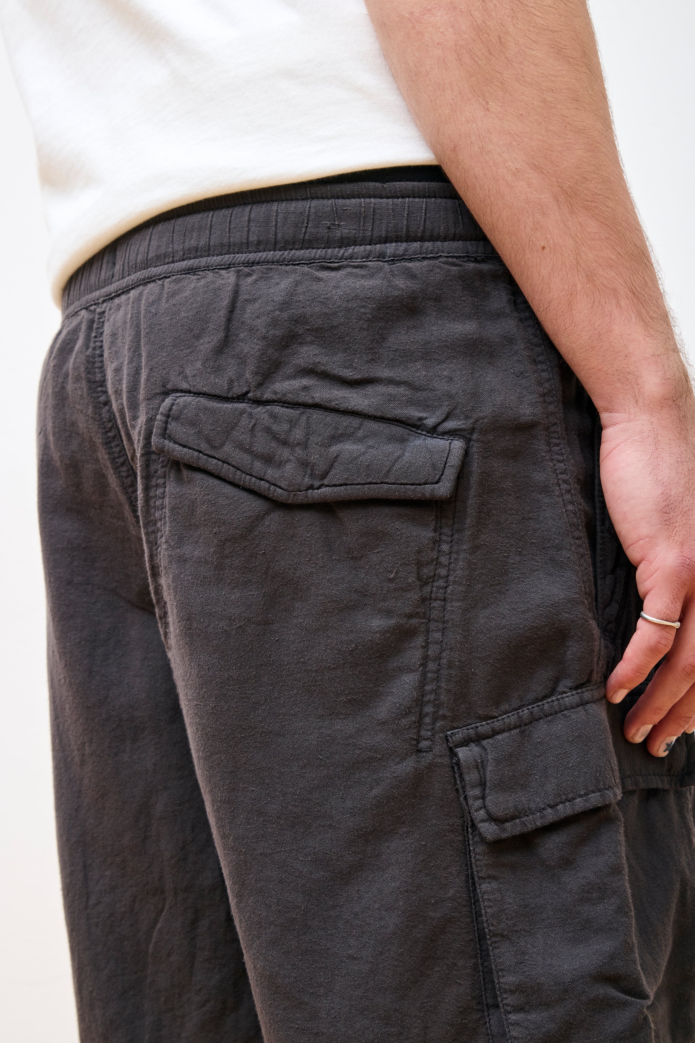 Hemp Cargo Asym Track Shorts Black