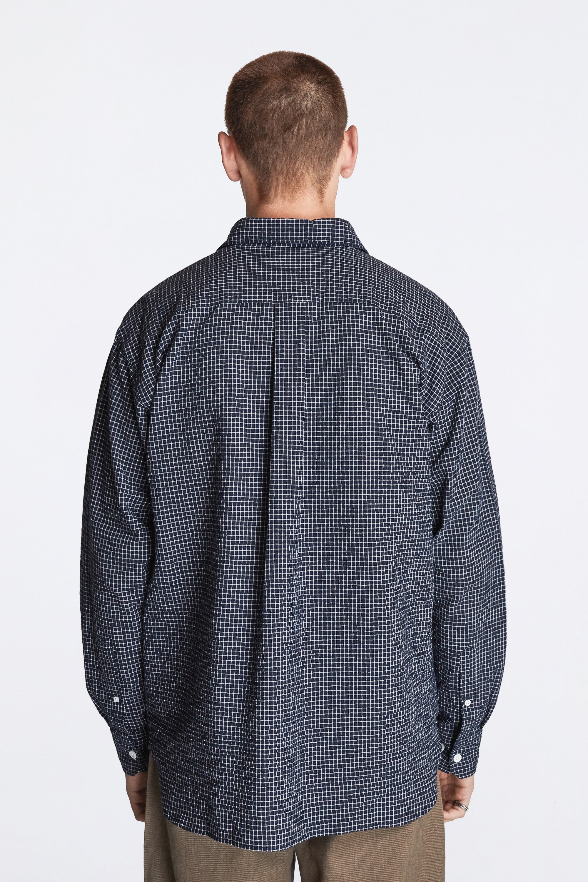 Espevik Check Oversized Shirt Dark Navy